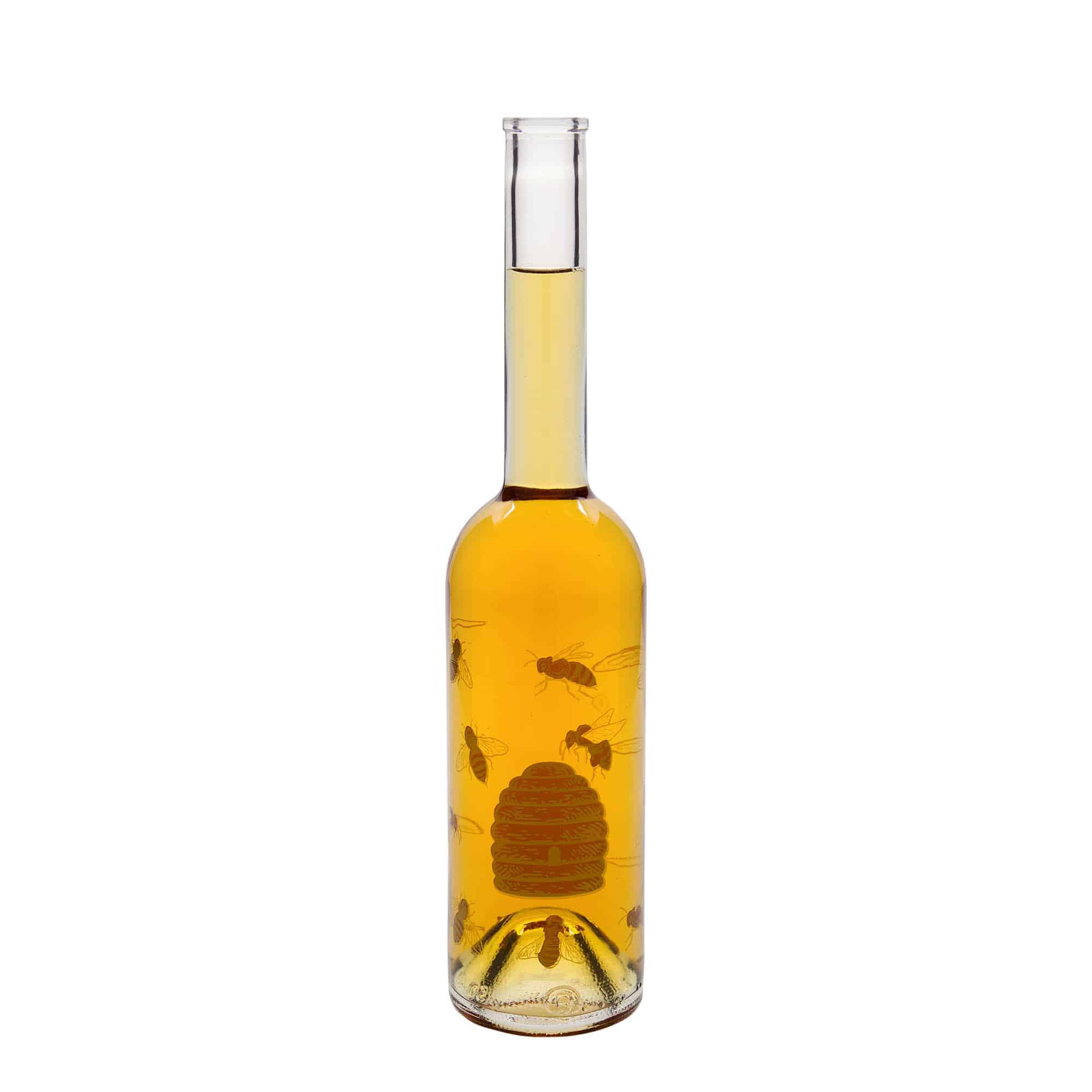500 ml glass bottle 'Opera', motif: bees, opening: cork