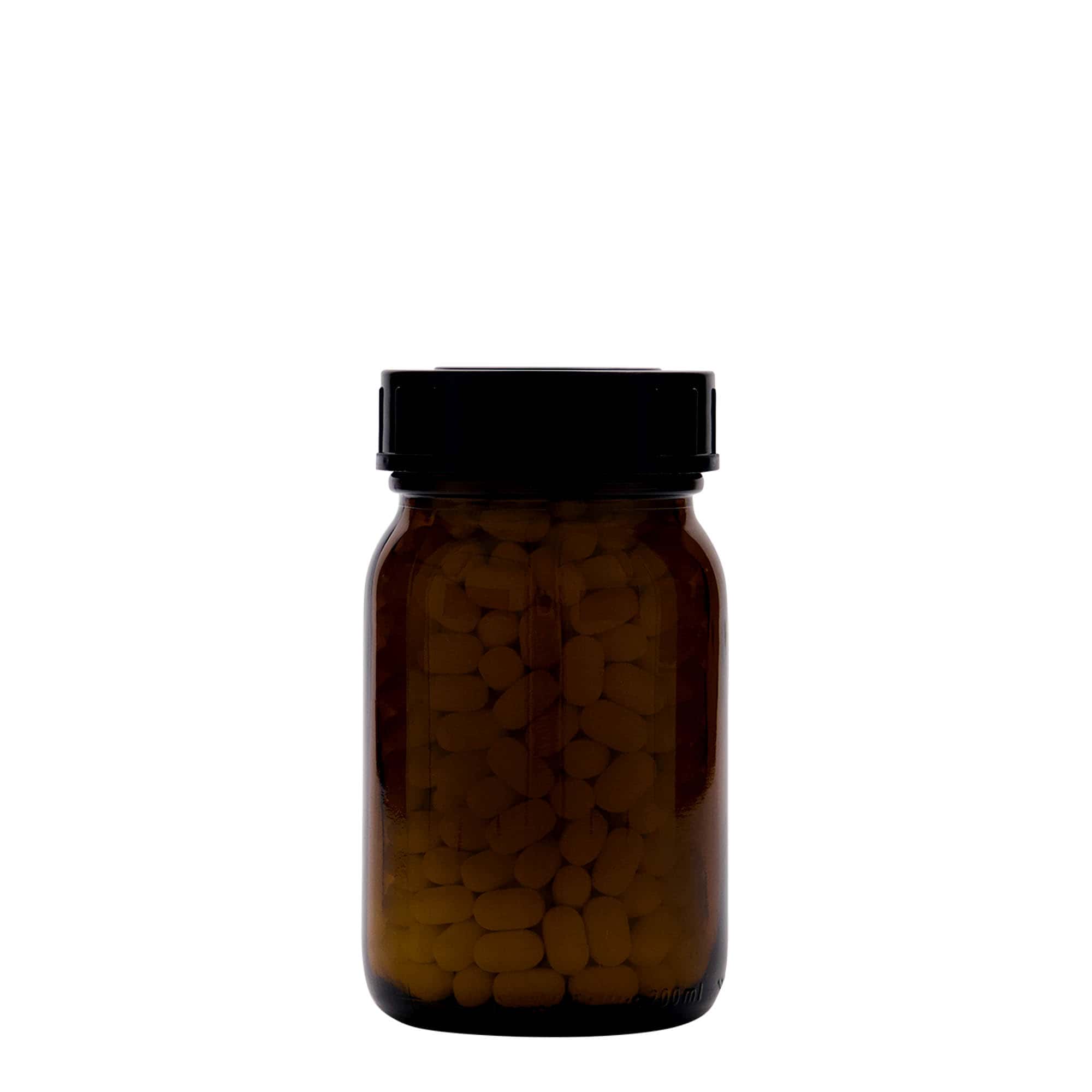 200 ml wide-neck glass, brown, opening: DIN 55