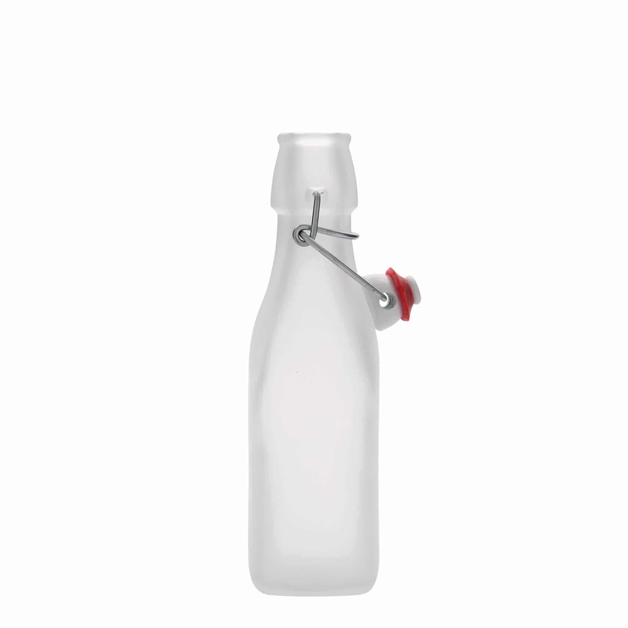 250 ml glass bottle 'Swing, square, white, opening: swing top closure