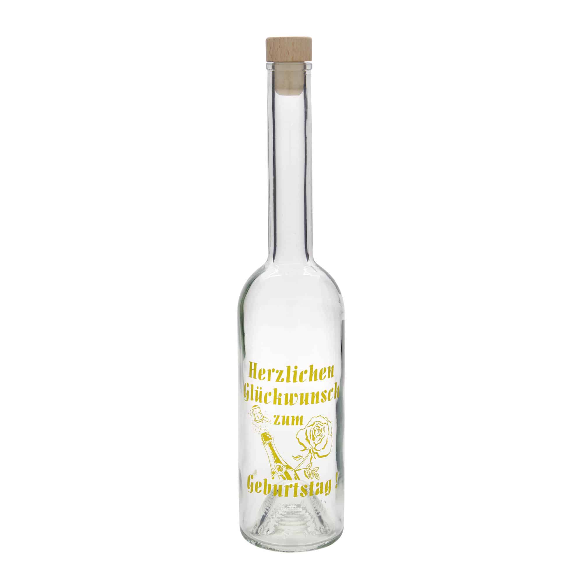 500 ml glass bottle 'Opera', design: birthday bottle, opening: cork