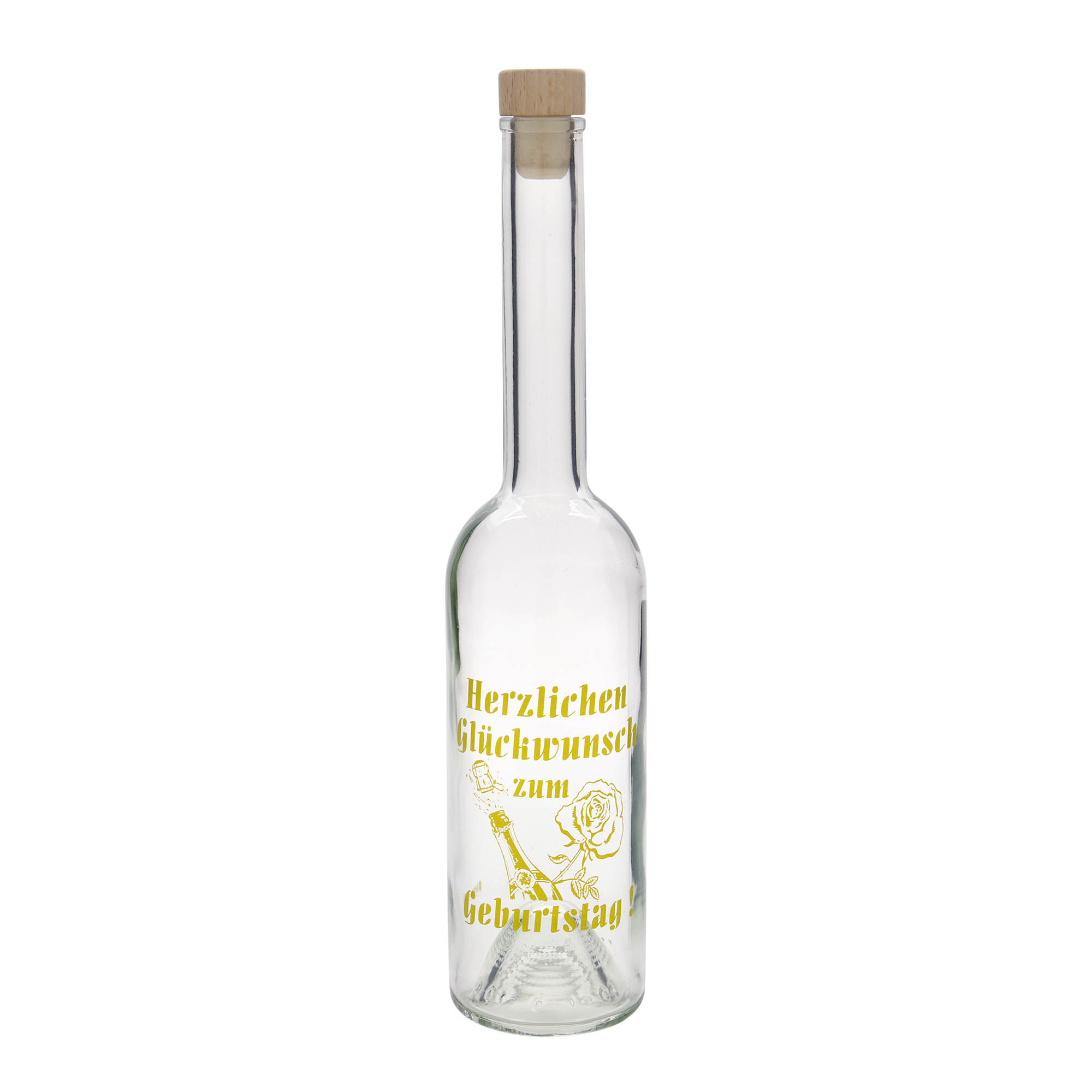 500 ml glass bottle ‘Opera’, design: birthday bottle, opening: cork