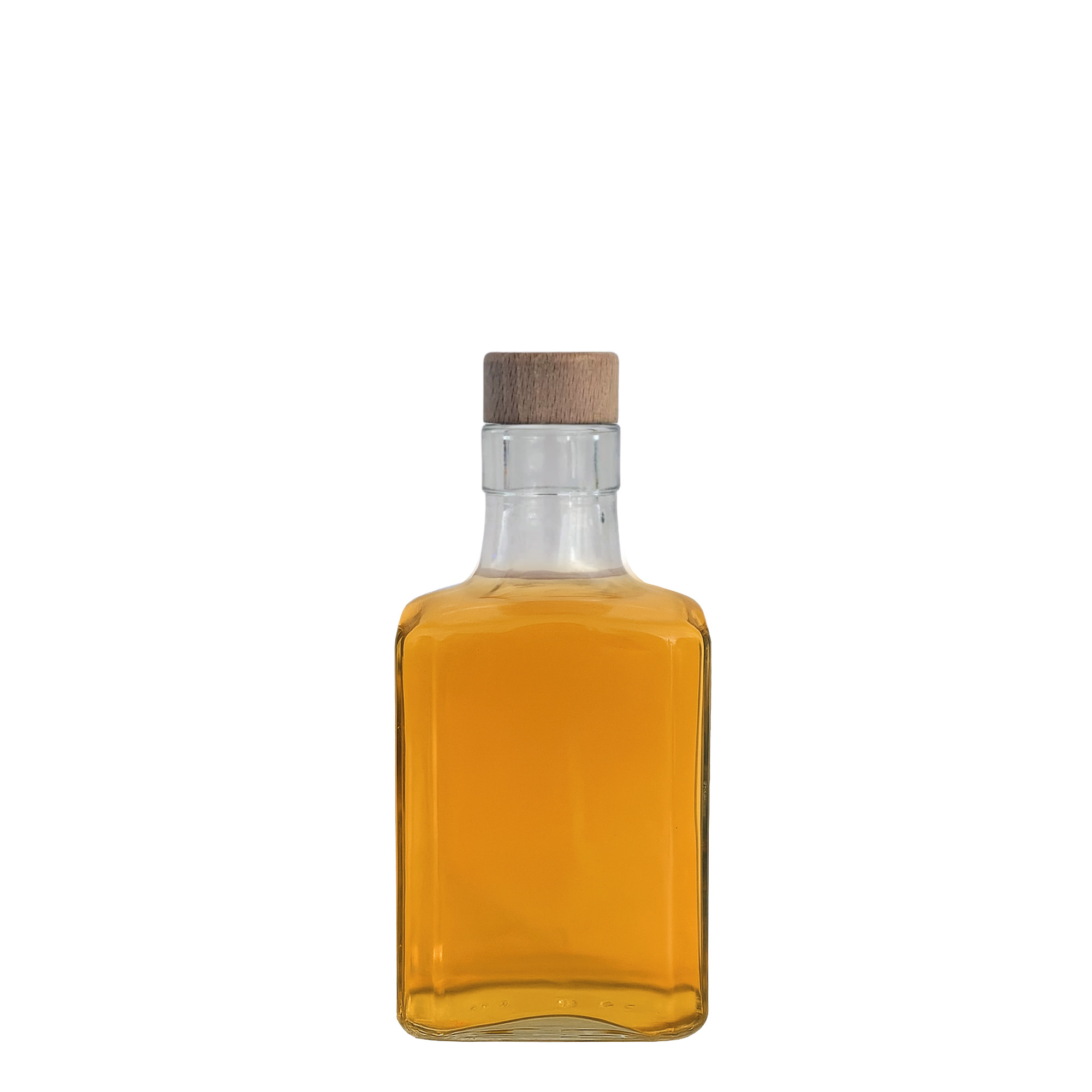 250 ml glass bottle 'Decanter Quadro Oberband', square, opening: cork