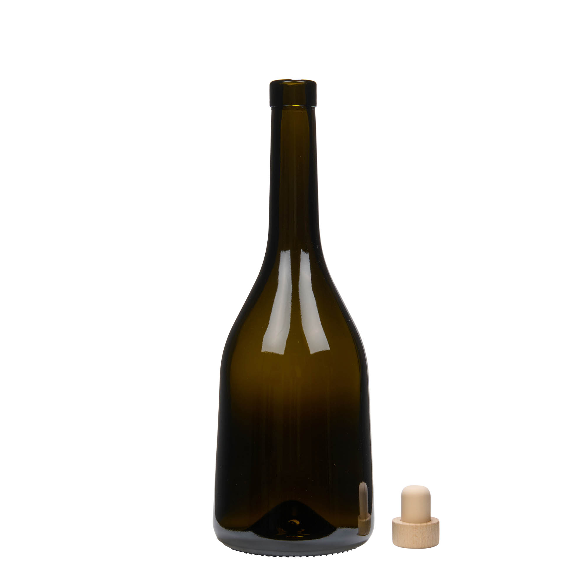 750 ml glass bottle 'Rustica', antique green, opening: cork 750 ml glass bottle 'Rustica', antique green, opening: cork