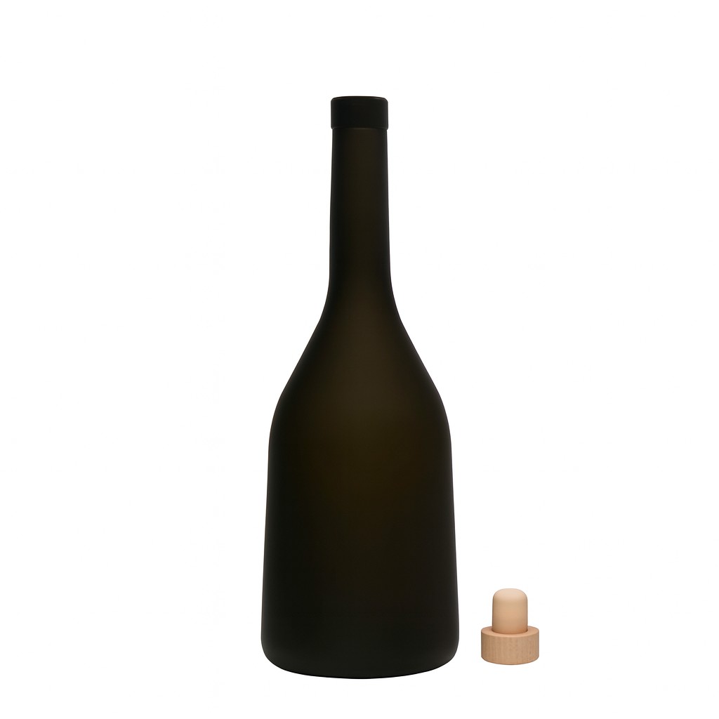750 ml glass bottle 'Rustica', antique green, opening: cork
