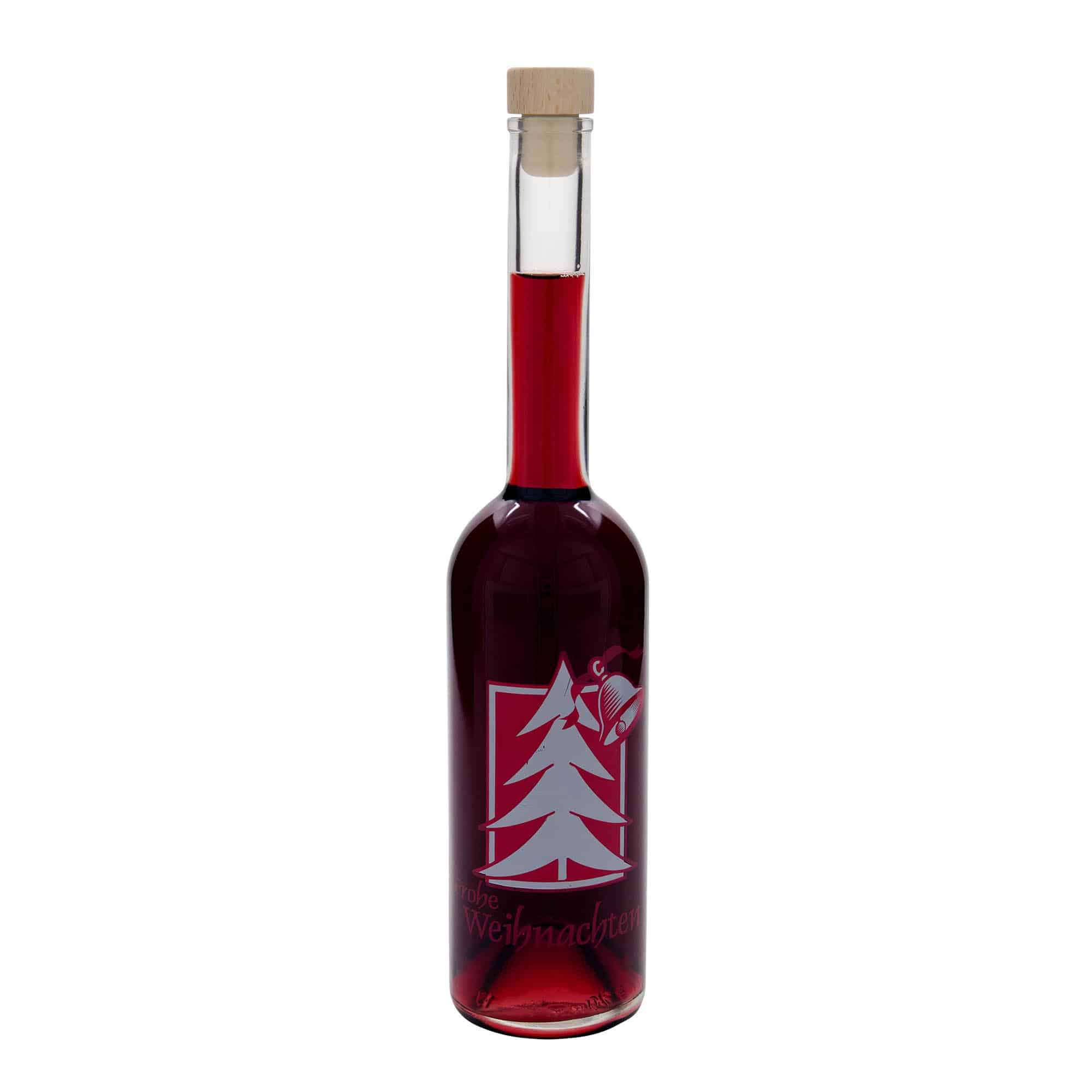 500 ml glass bottle 'Opera', motif: Christmas greeting, opening: cork