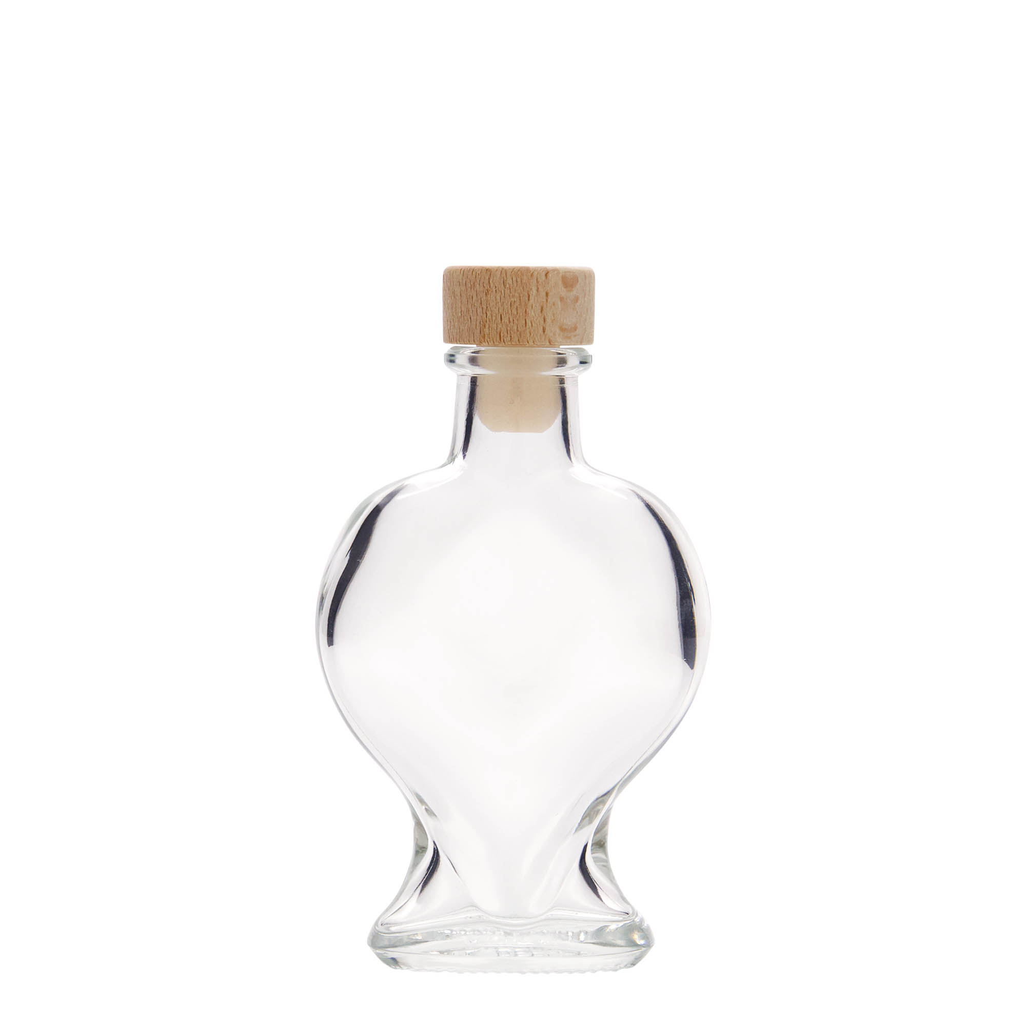 100 ml glass bottle 'Heart', opening: cork