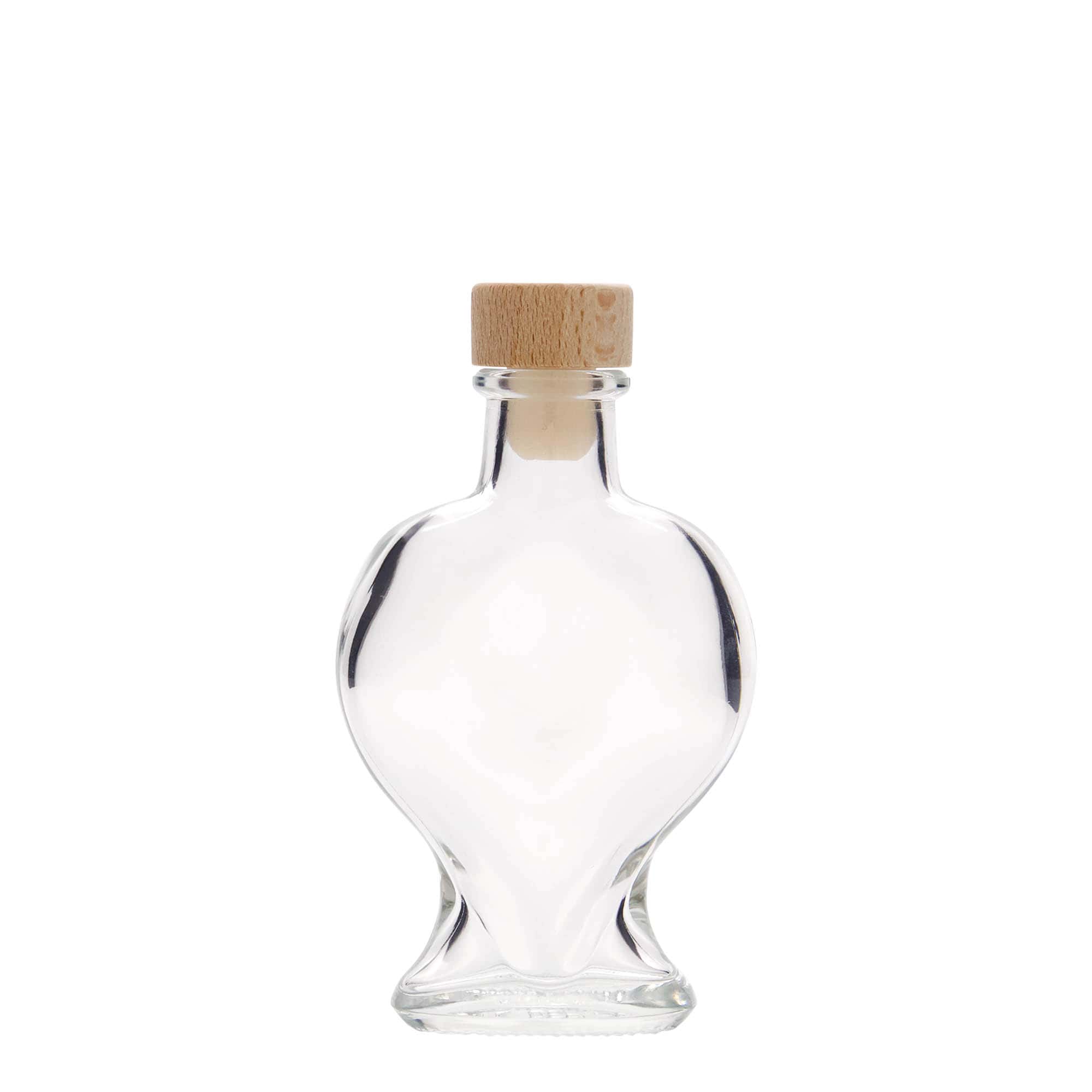 100 ml glass bottle 'Heart', opening: cork