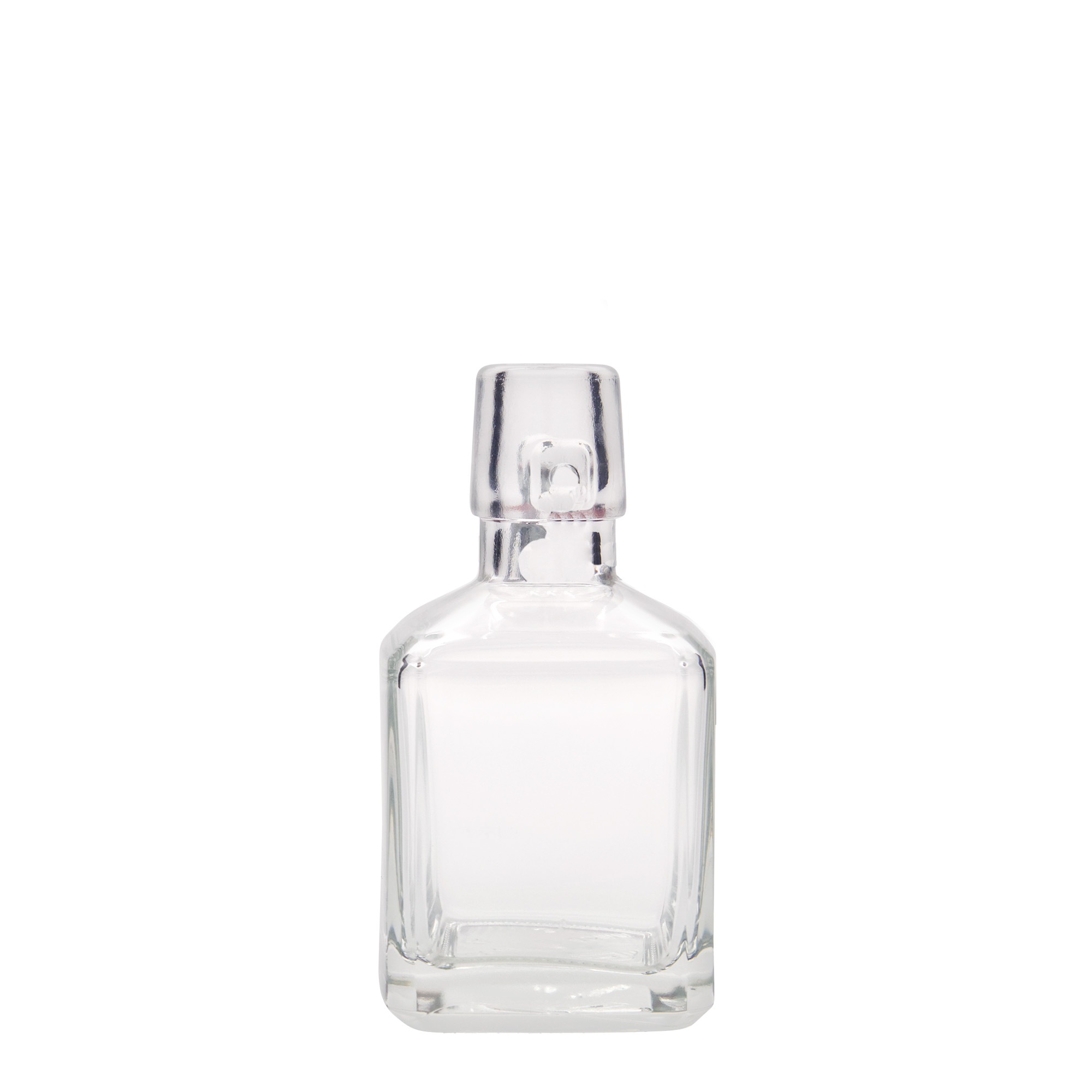 200 ml glass bottle 'Kubica', square, opening: swing top closure