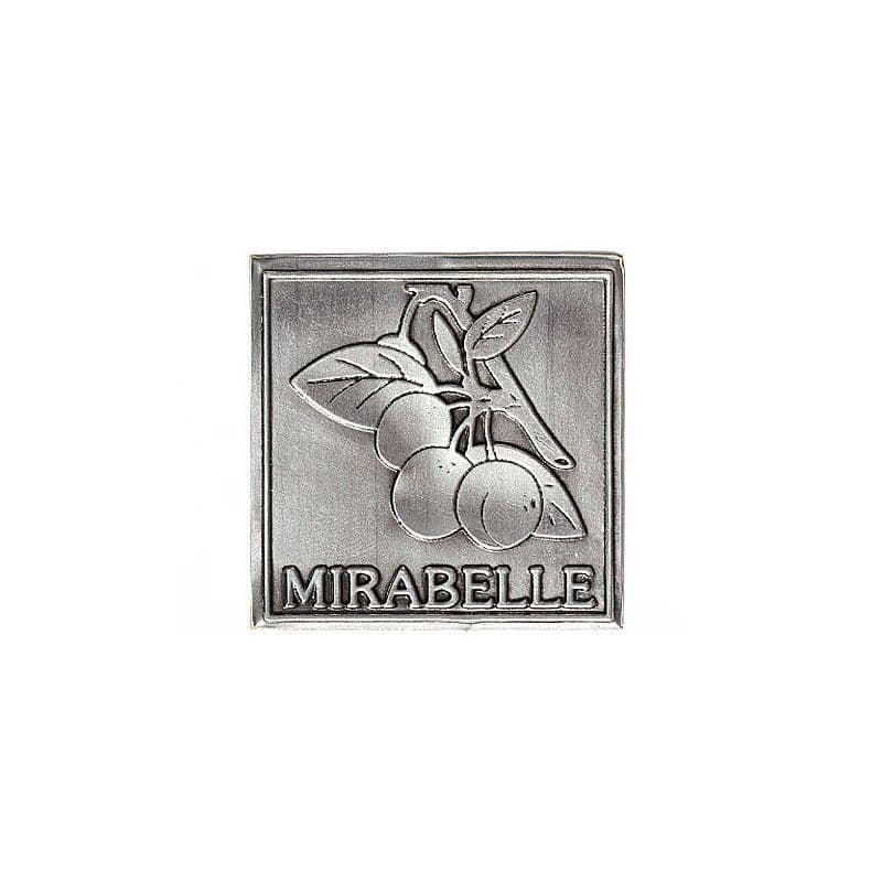Pewter tag 'Mirabelle', square, metal, silver