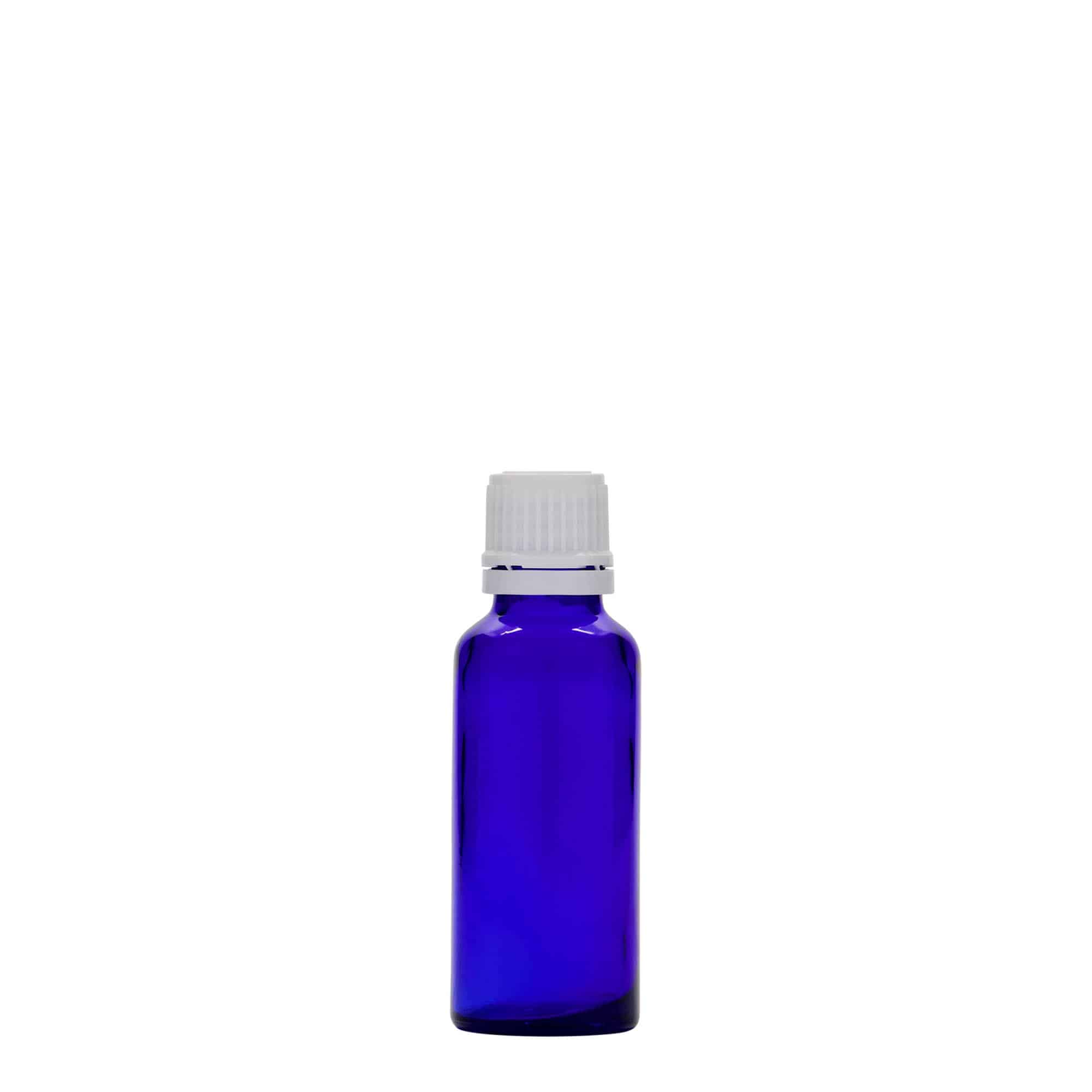30 ml medicine bottle, glass, royal blue, closure: DIN 18