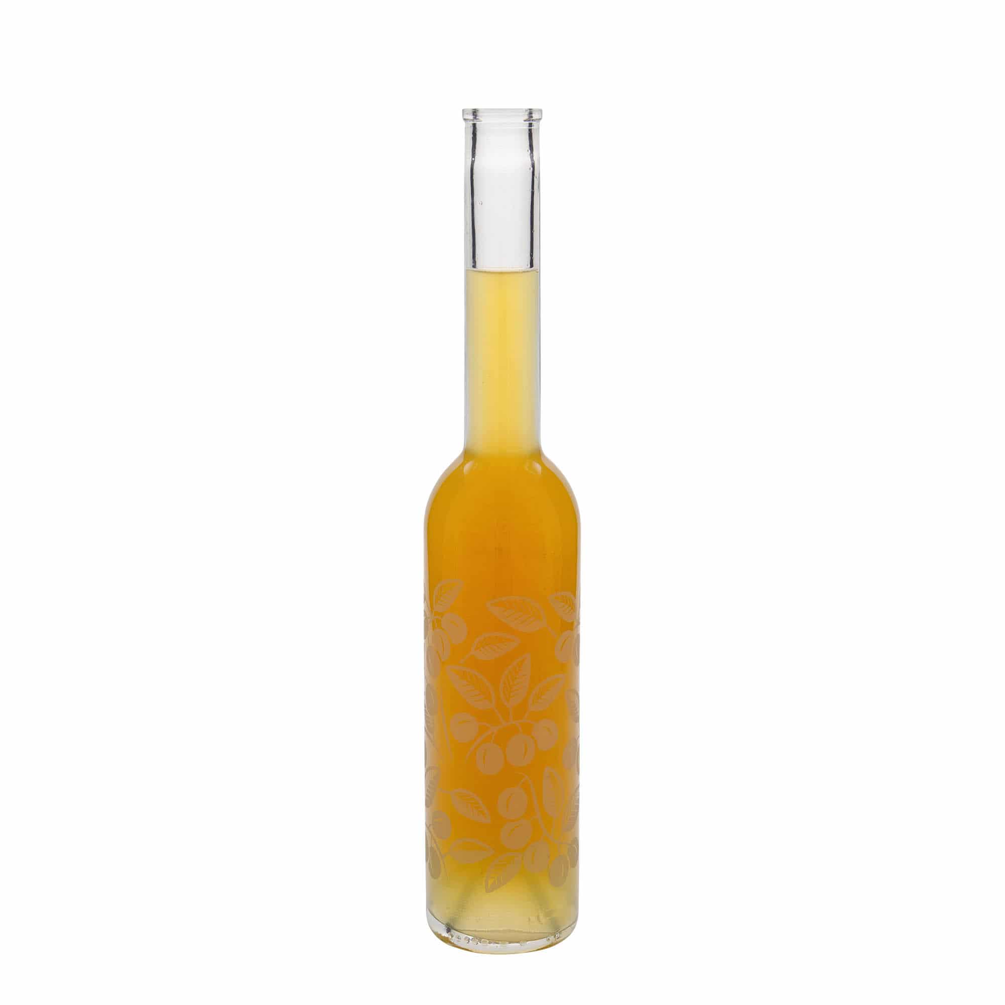 350 ml glass bottle 'Opera', design: Mirabelle plums, opening: cork