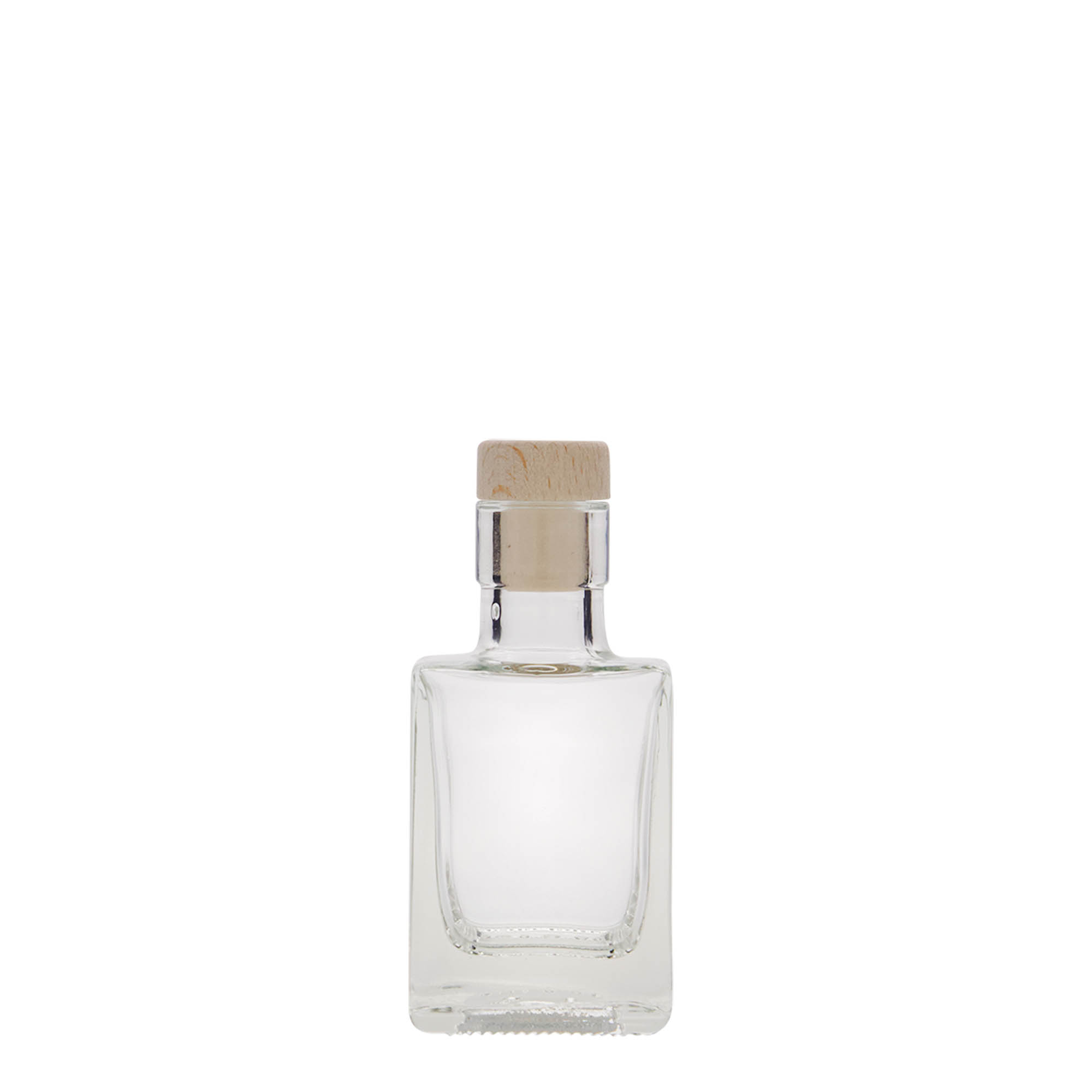 50 ml glass bottle 'Cube', square, opening: cork 50 ml glass bottle 'Cube', square, opening: cork