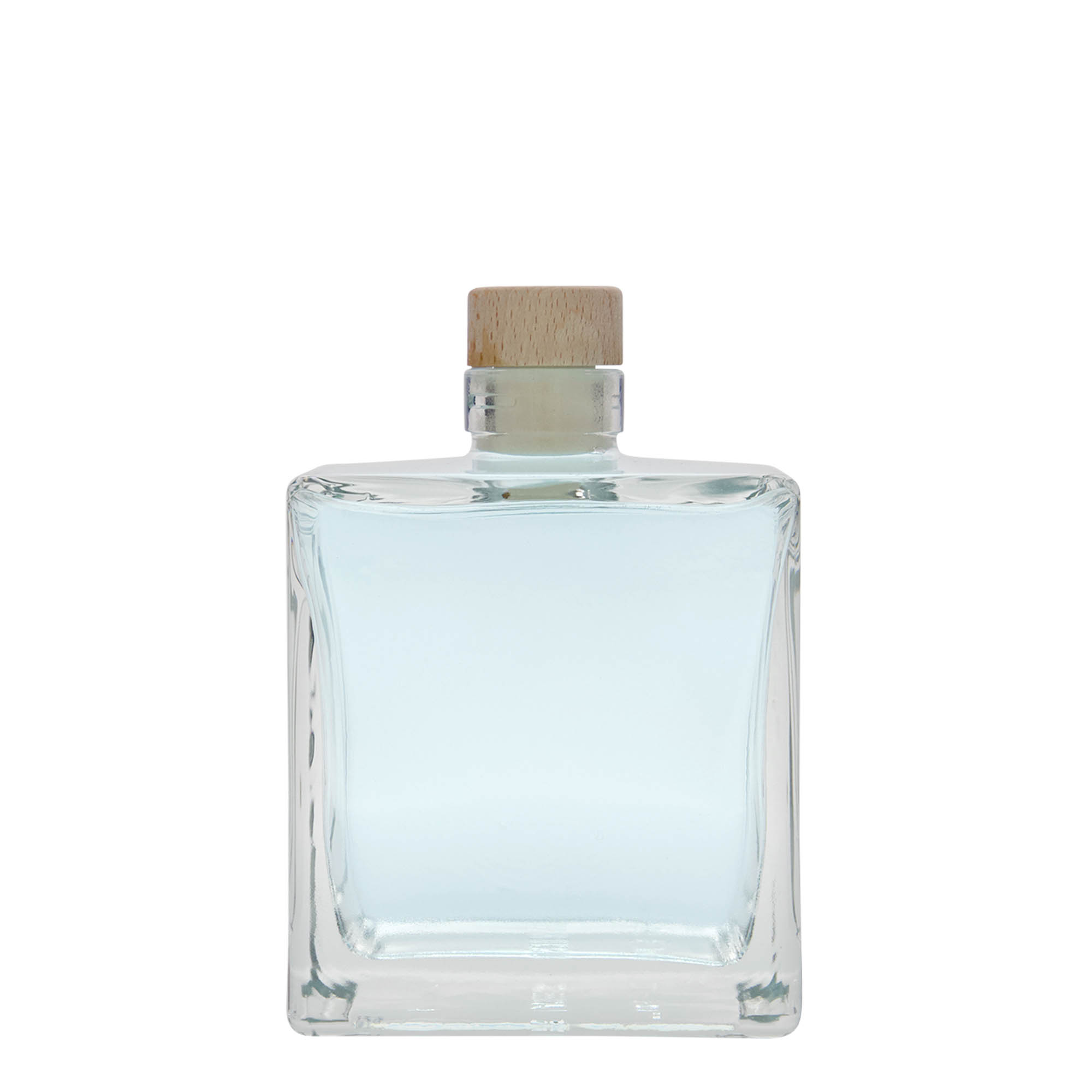 500 ml glass bottle 'Cube', square, opening: cork