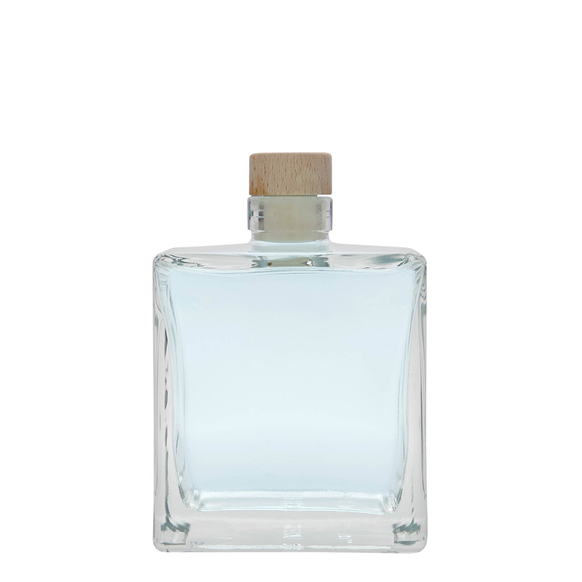 500 ml glass bottle ‘Cube’, square, opening: cork