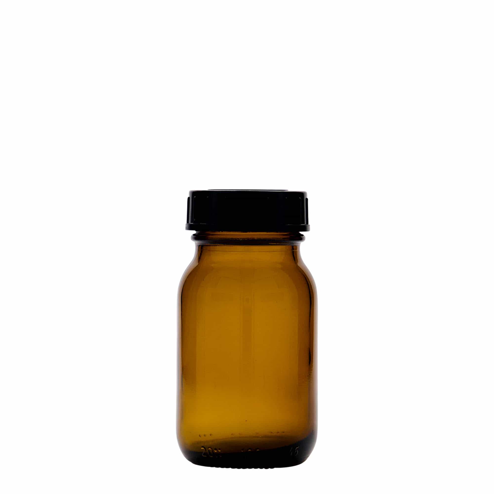 100 ml wide-neck glass, brown, opening: DIN 40