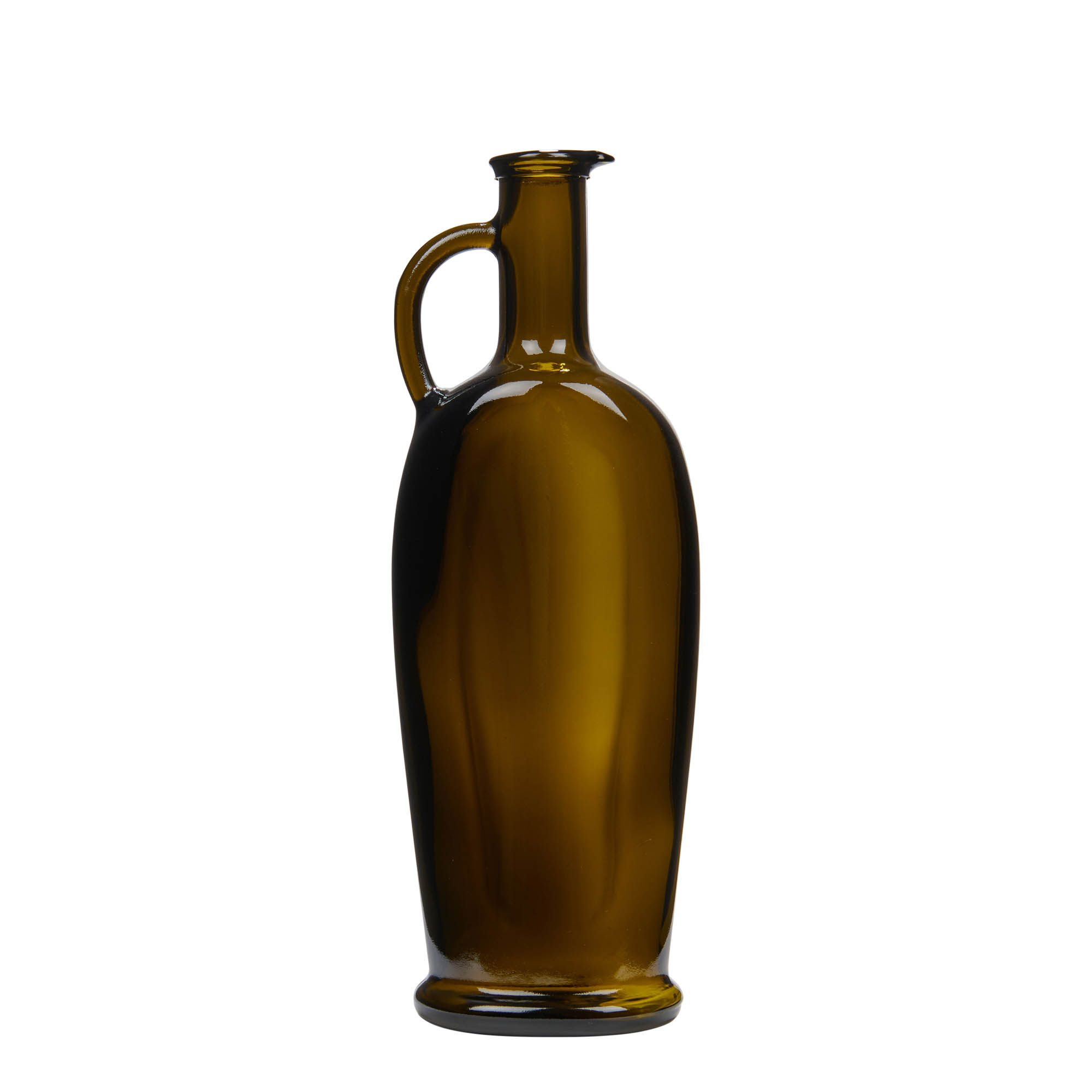 500 ml glass bottle ‘Eleganta’, oval, antique green, opening: cork