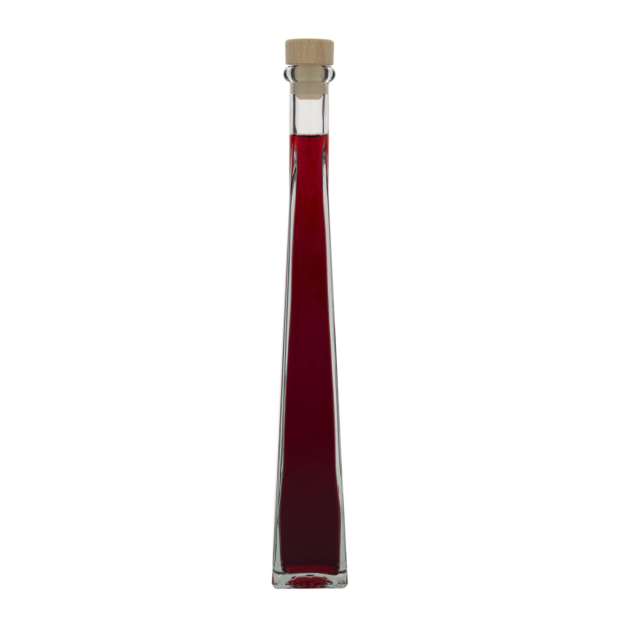 200 ml glass bottle 'Dama Quadrato', square, opening: cork