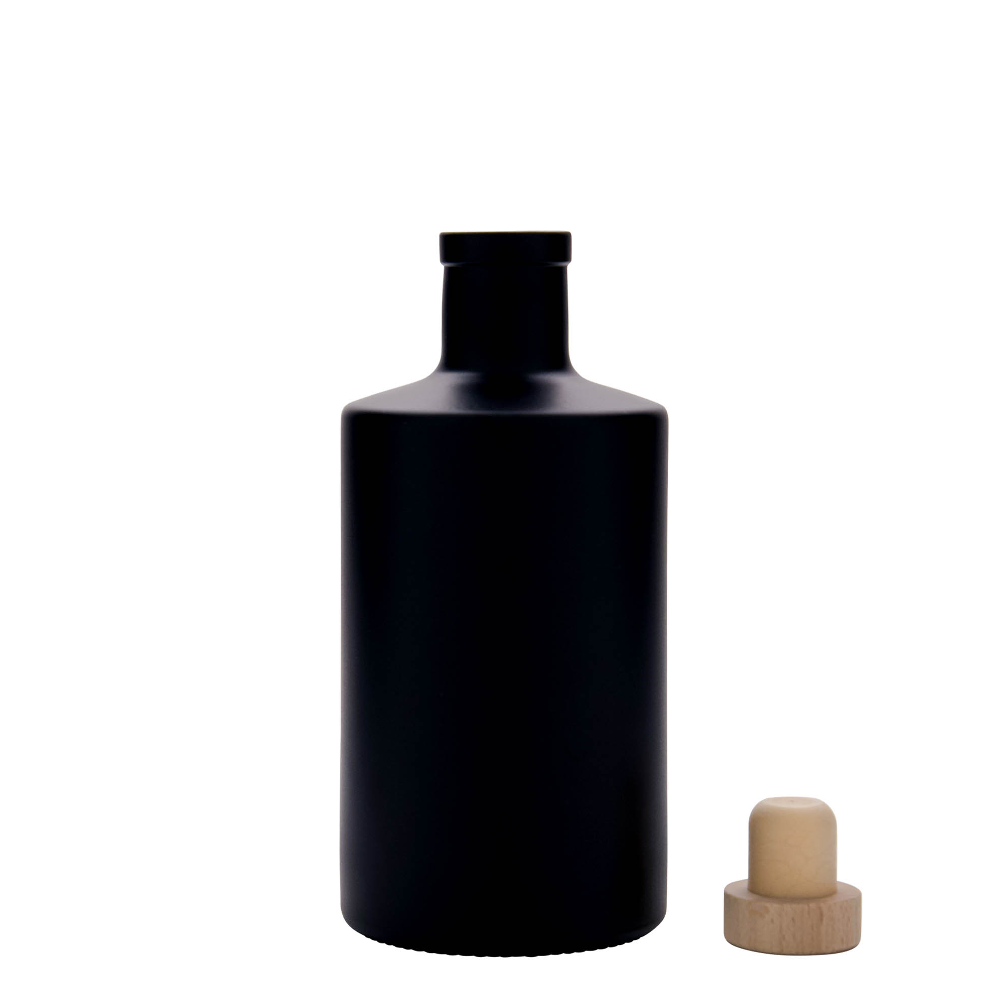 500 ml glass bottle 'Caroline', black, opening: cork