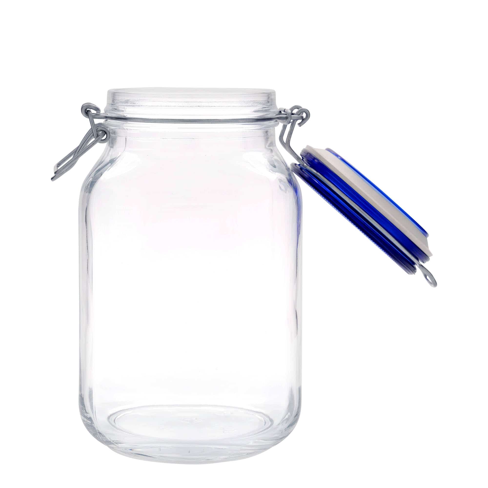 2,000 ml clip top jar 'Fido' Blue Top, square, closure: clip top