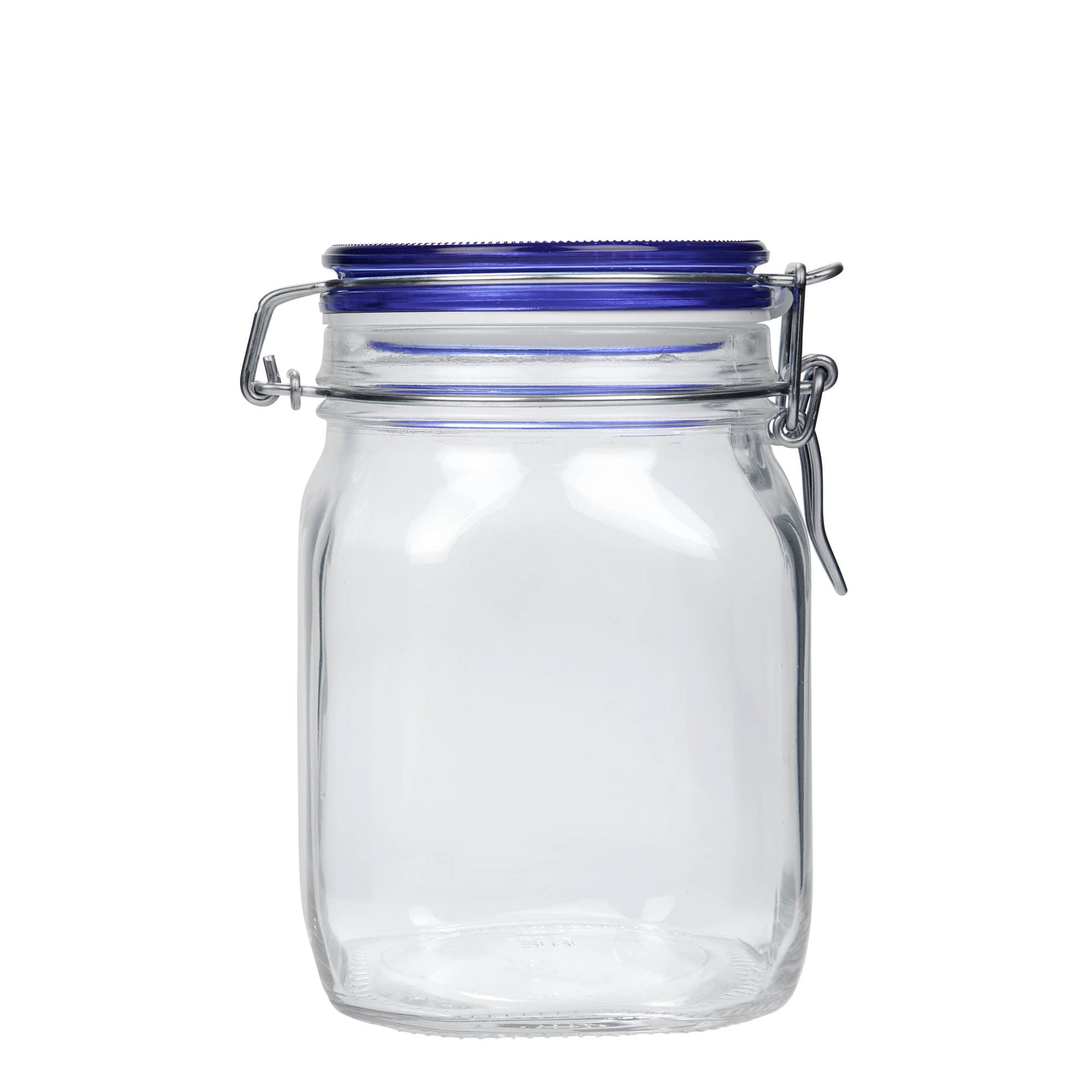 1,000 ml swing-top jar 'Fido' Blue Top, square, opening: swing-top closure