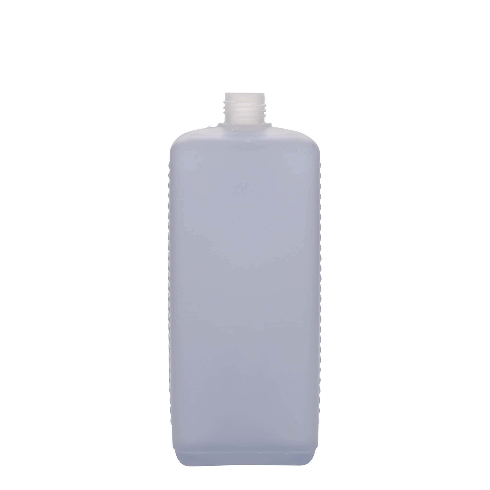 1,000 ml canister bottle, rectangular, HDPE plastic, natural, opening: DIN 25 EPE 1,000 ml canister bottle, rectangular, HDPE plastic, natural, opening: DIN 25 EPE