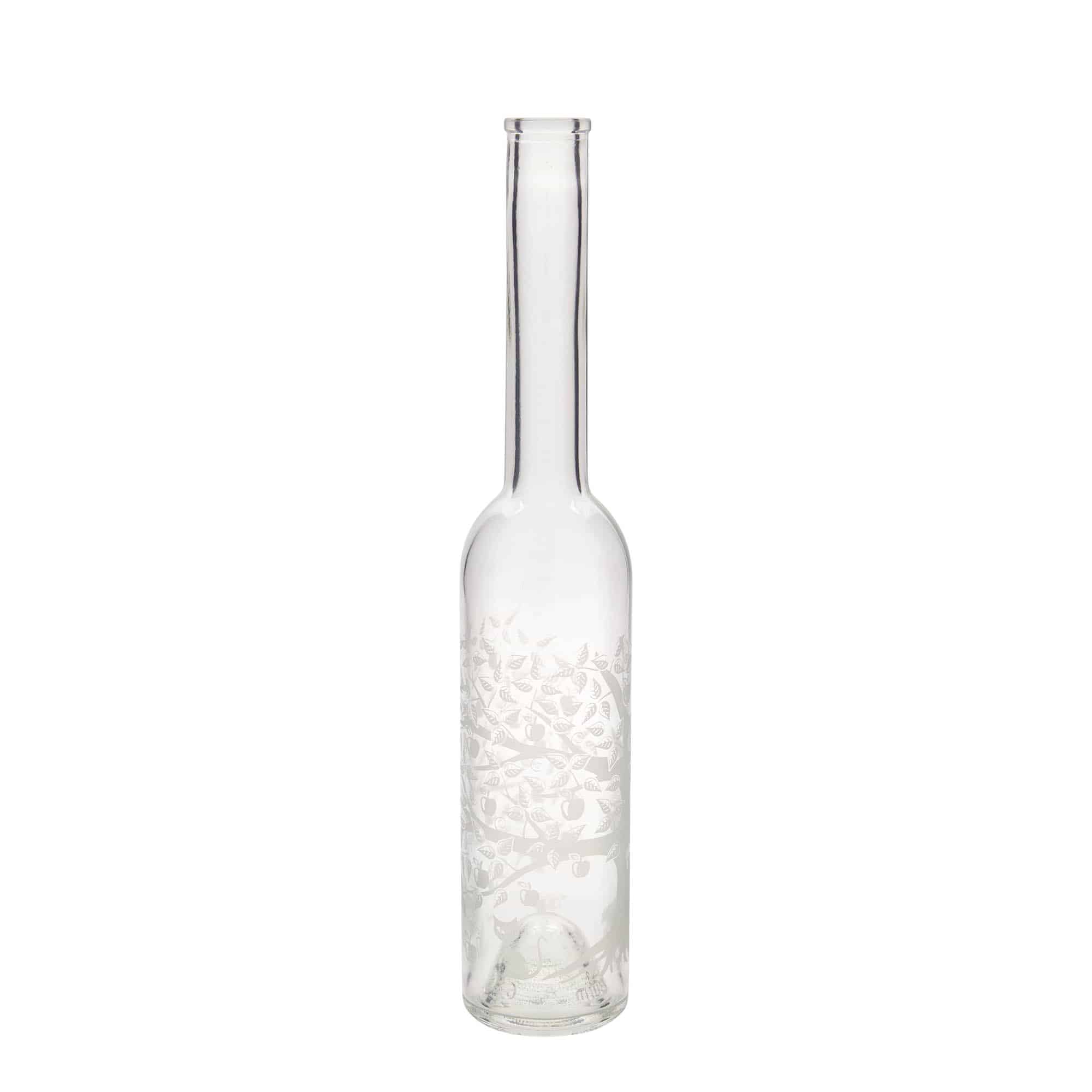 350 ml glass bottle 'Opera', motif: apple tree, opening: cork