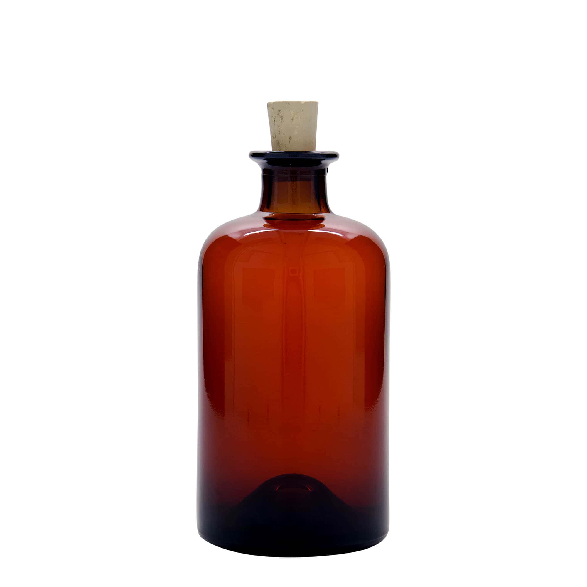 500 ml glass apothecary bottle, brown, closure: cork