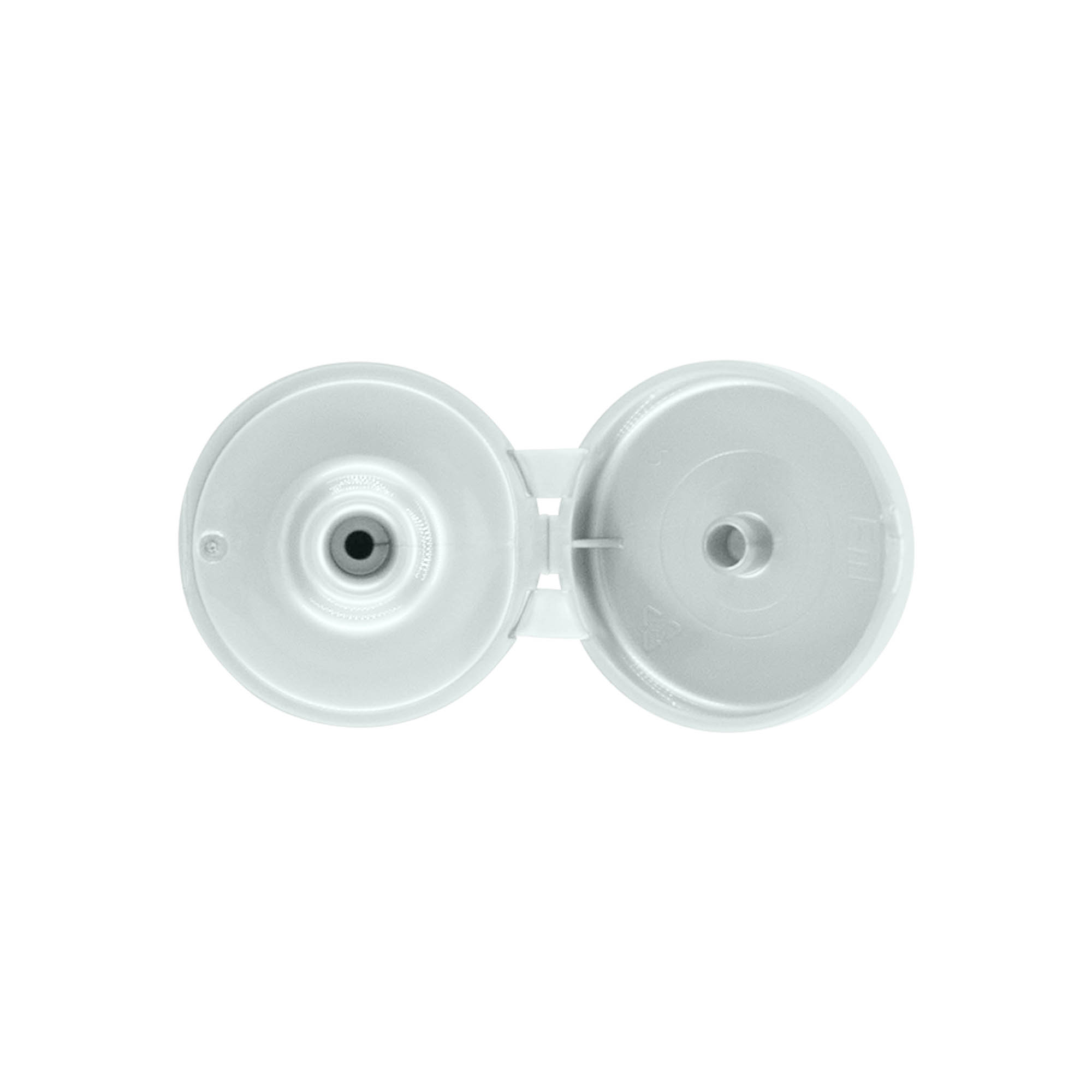 Screw cap with hinge, PP plastic, silver, for opening: 24/410