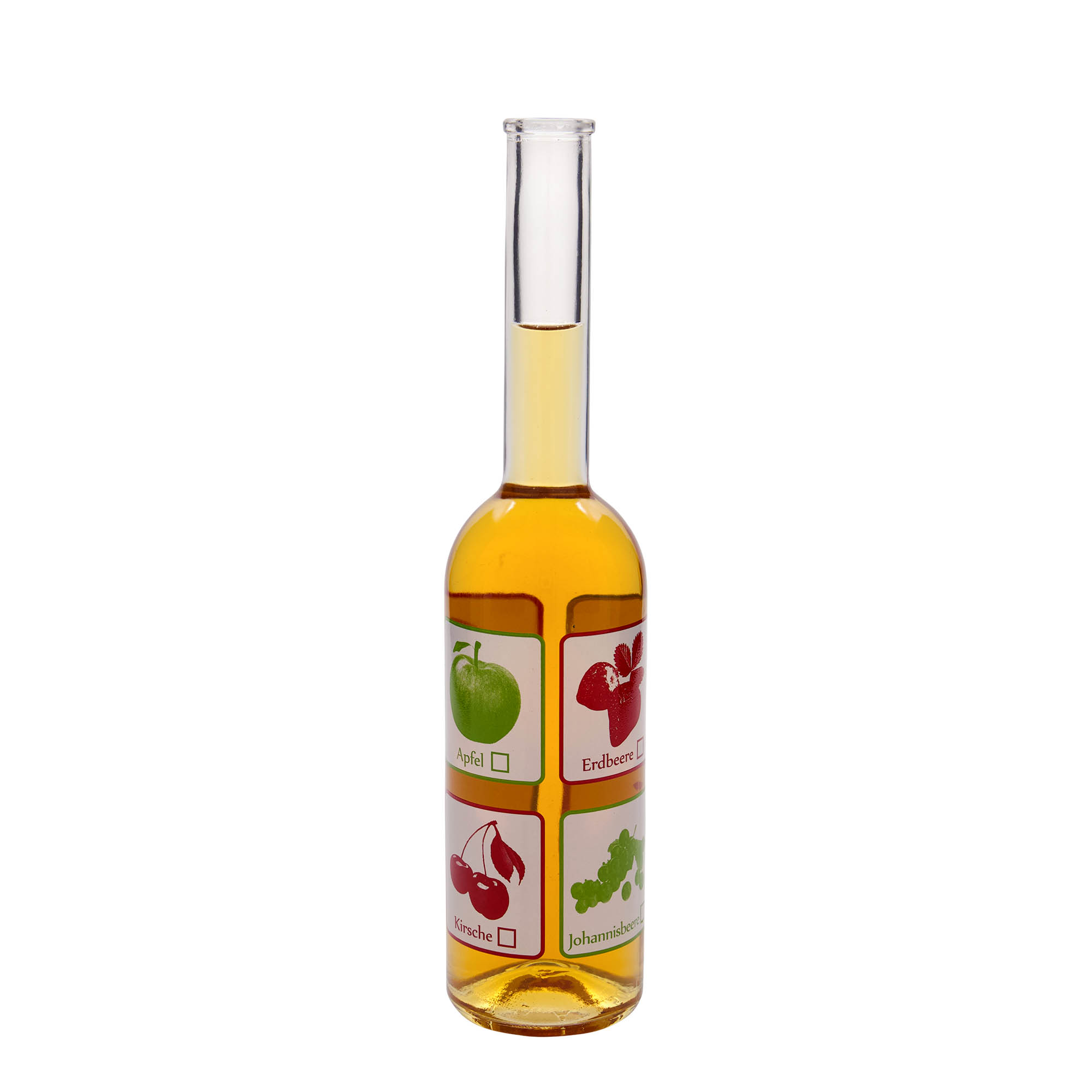 500 ml glass bottle ‘Opera’, design: fruits, opening: cork