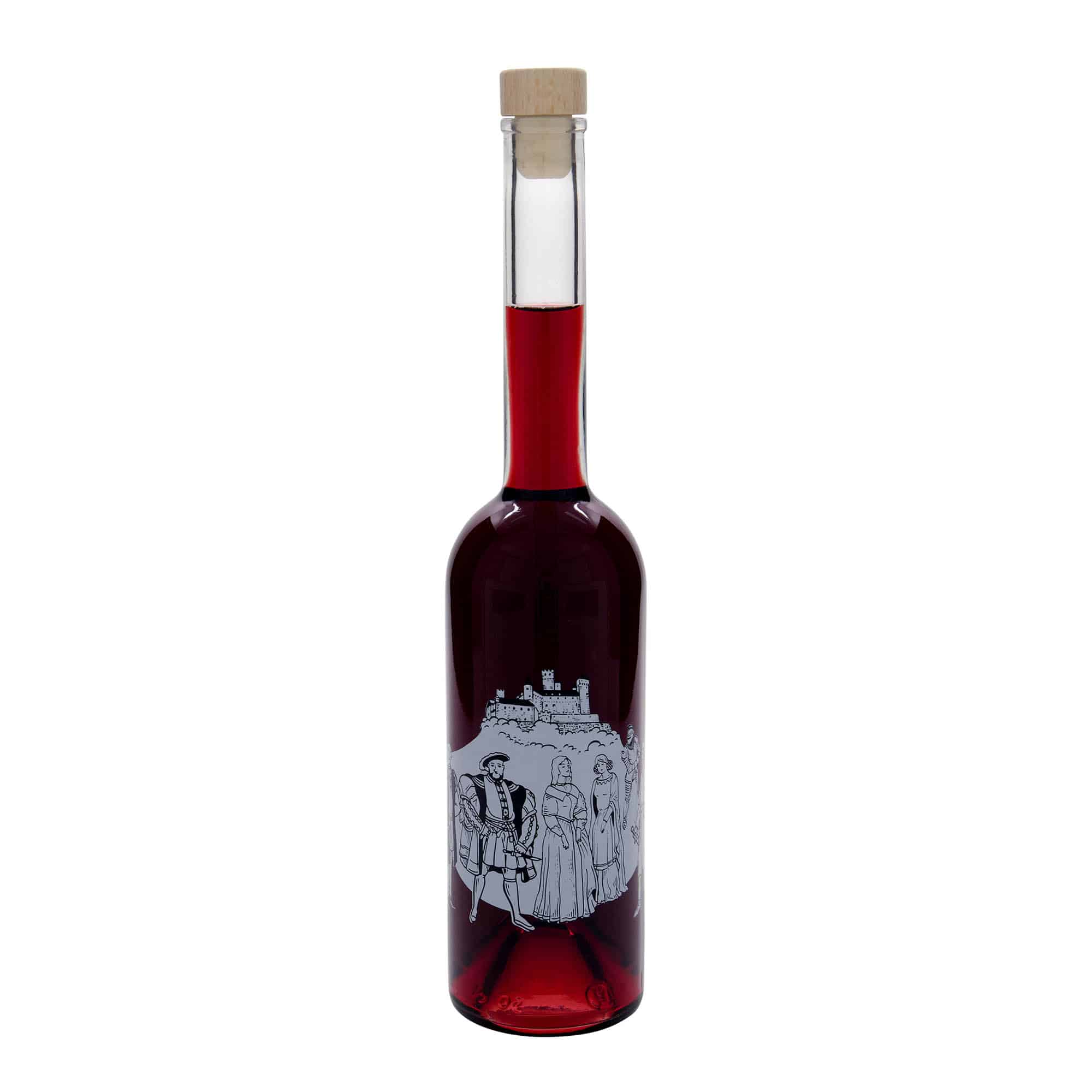 500 ml glass bottle 'Opera', design: medieval, opening: cork