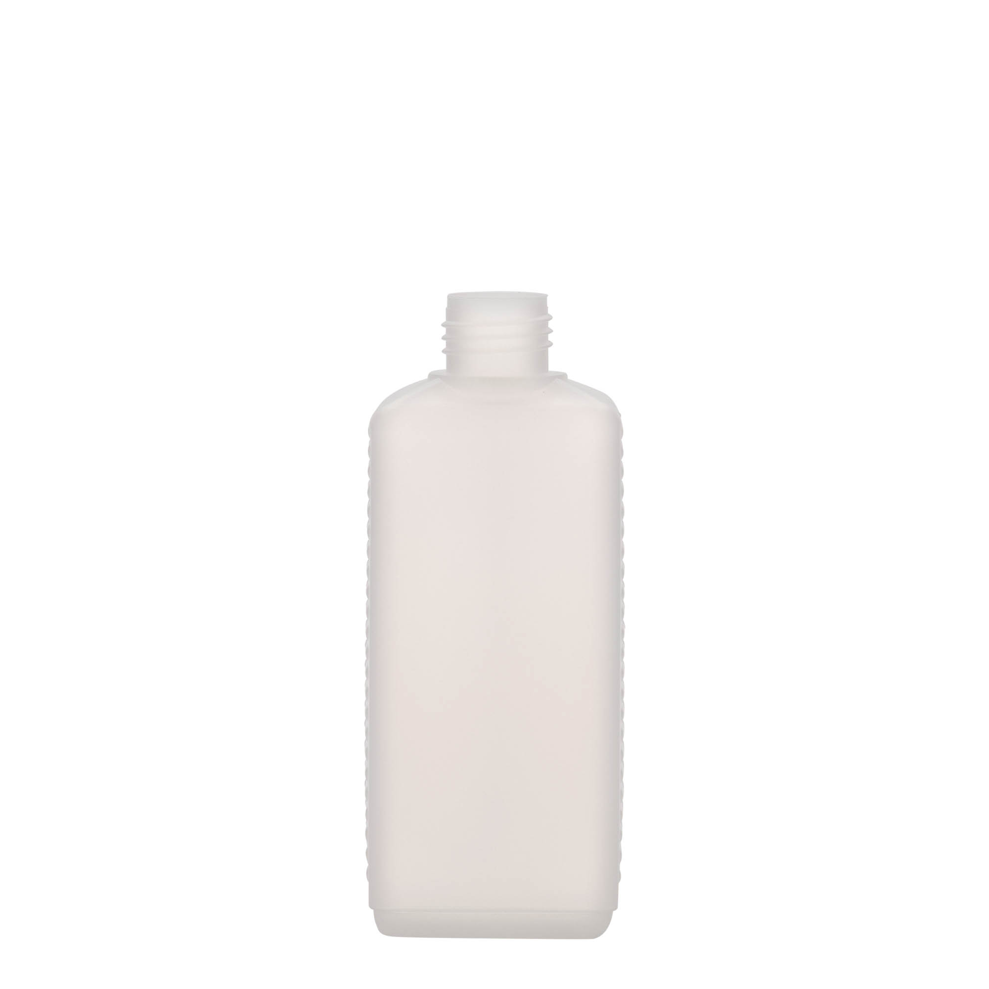 250 ml canister bottle, rectangular, HDPE plastic, natural, opening: DIN 25 EPE