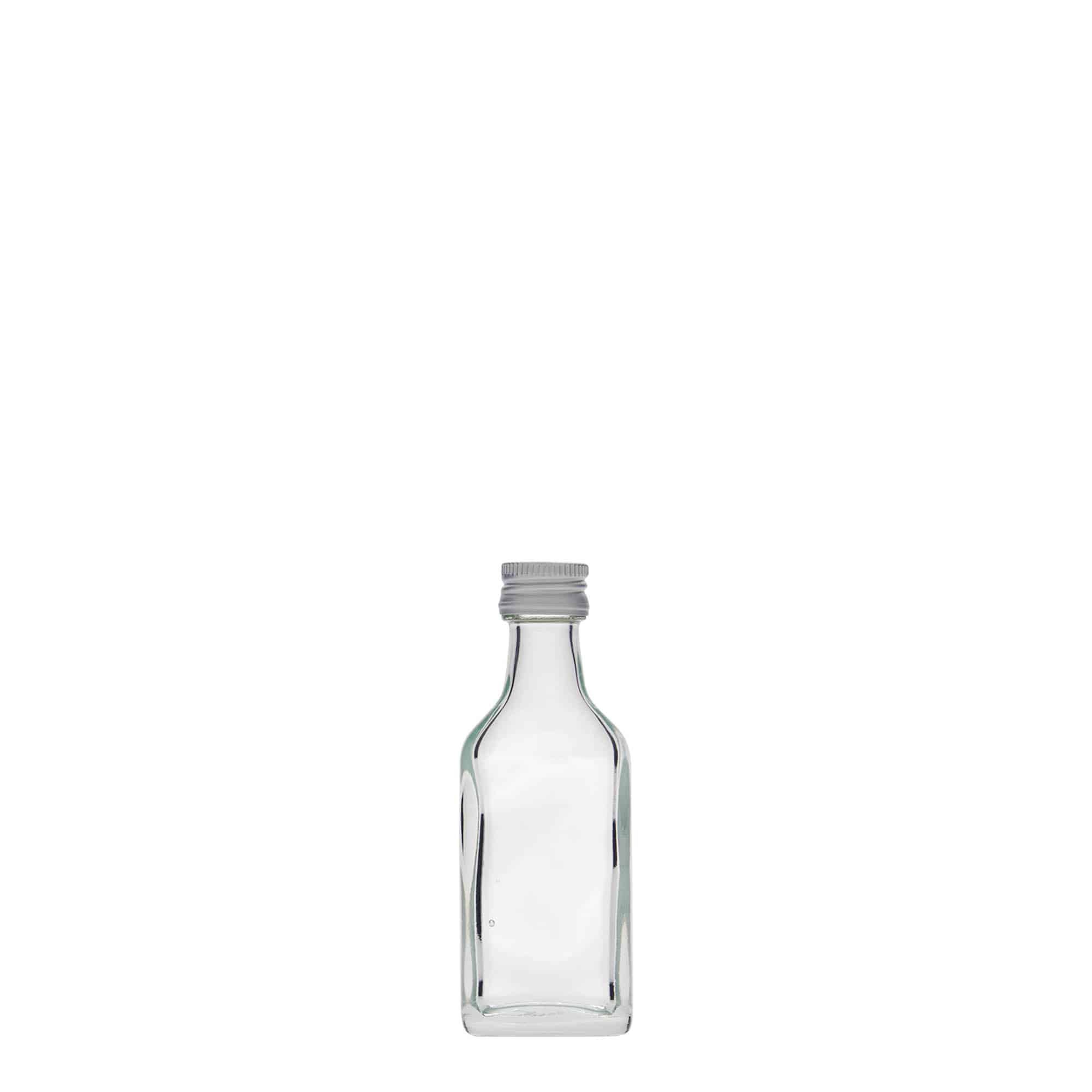 20 ml pocket bottle, rectangular, glass, opening: PP 18