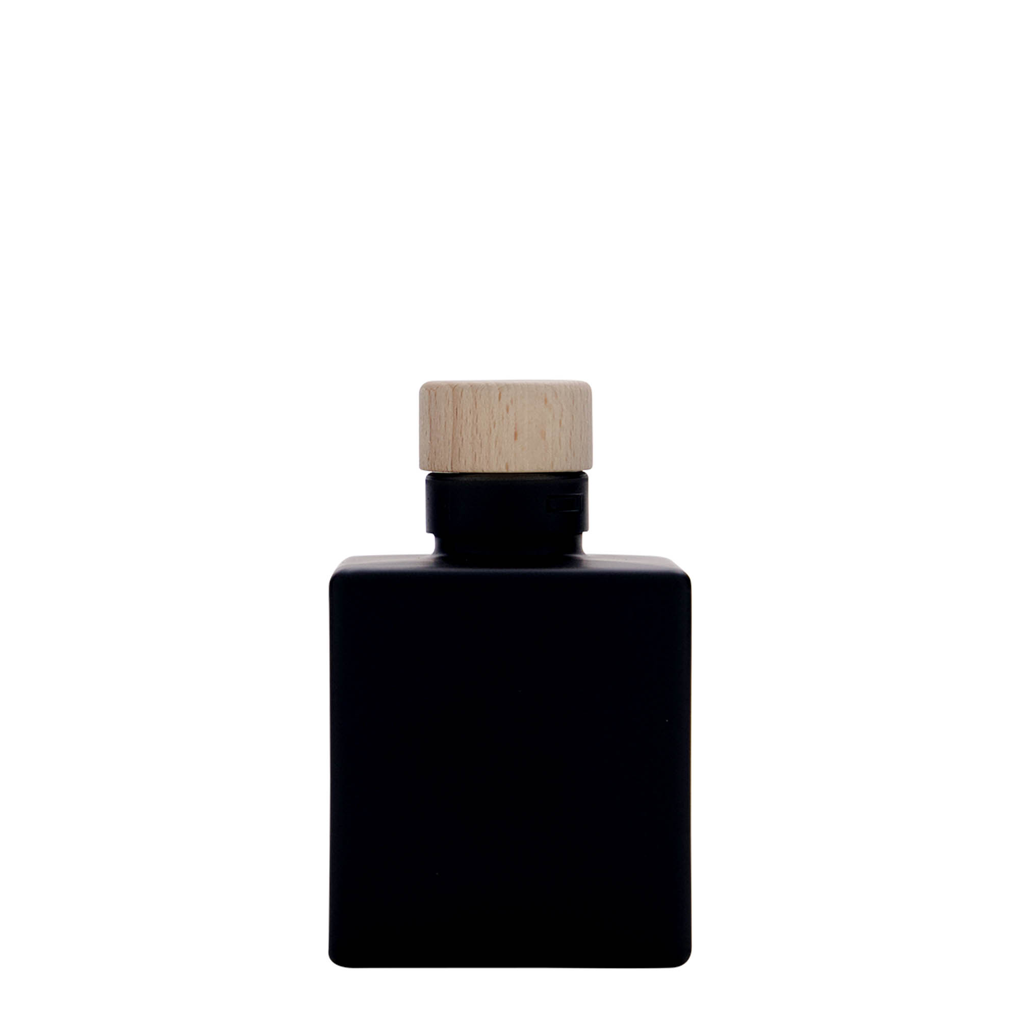 100 ml glass bottle 'Cube', square, black, opening: cork 100 ml glass bottle 'Cube', square, black, opening: cork