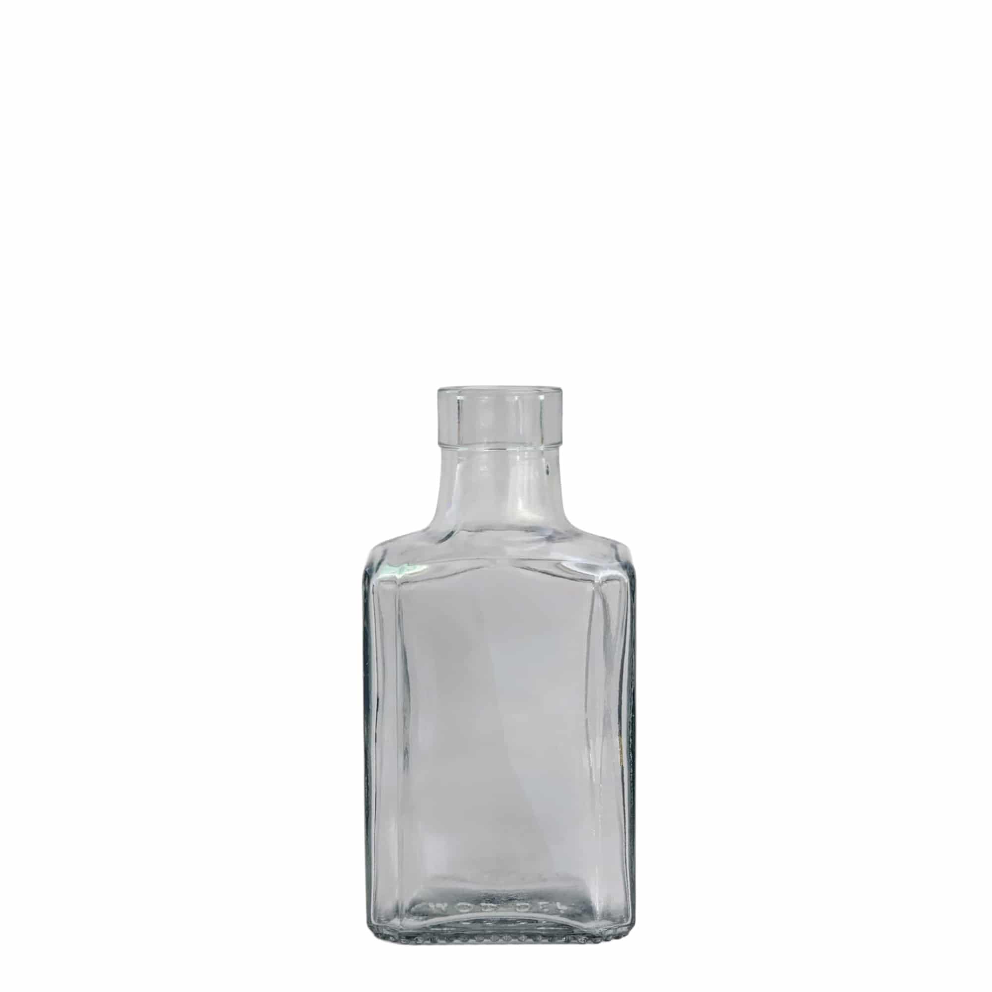 250 ml glass bottle 'Decanter Quadro Oberband', square, opening: cork