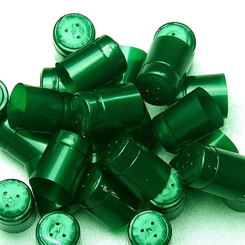 Heat shrink capsule 32x41, PVC plastic, emerald green