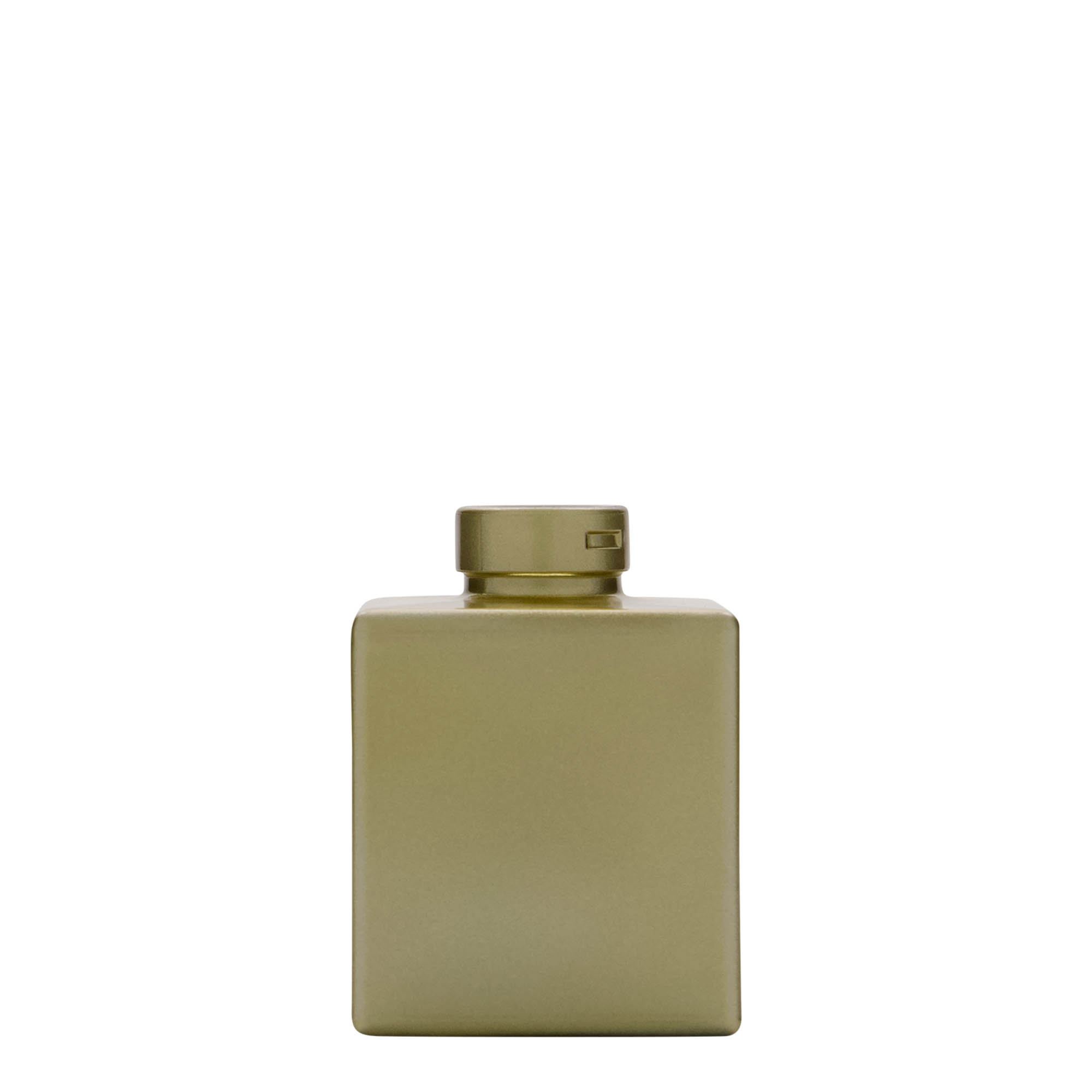 100 ml glass bottle 'Cube', square, gold, opening: cork 100 ml glass bottle 'Cube', square, gold, opening: cork