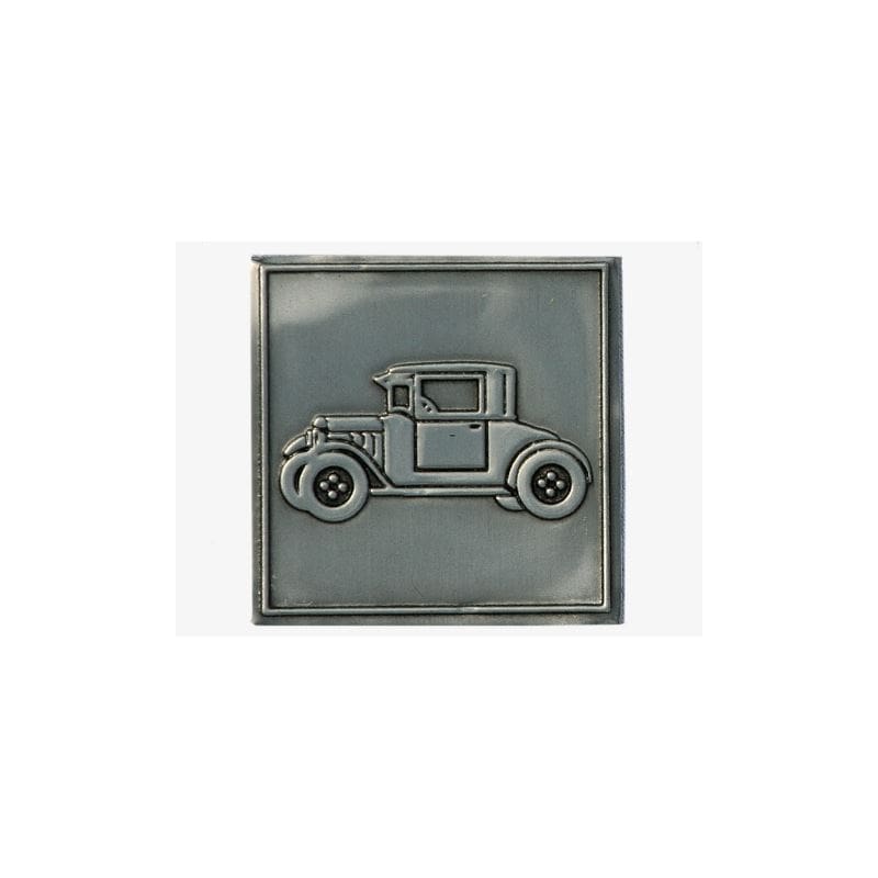 Tin label 'Oldtimer', square, metal, silver
