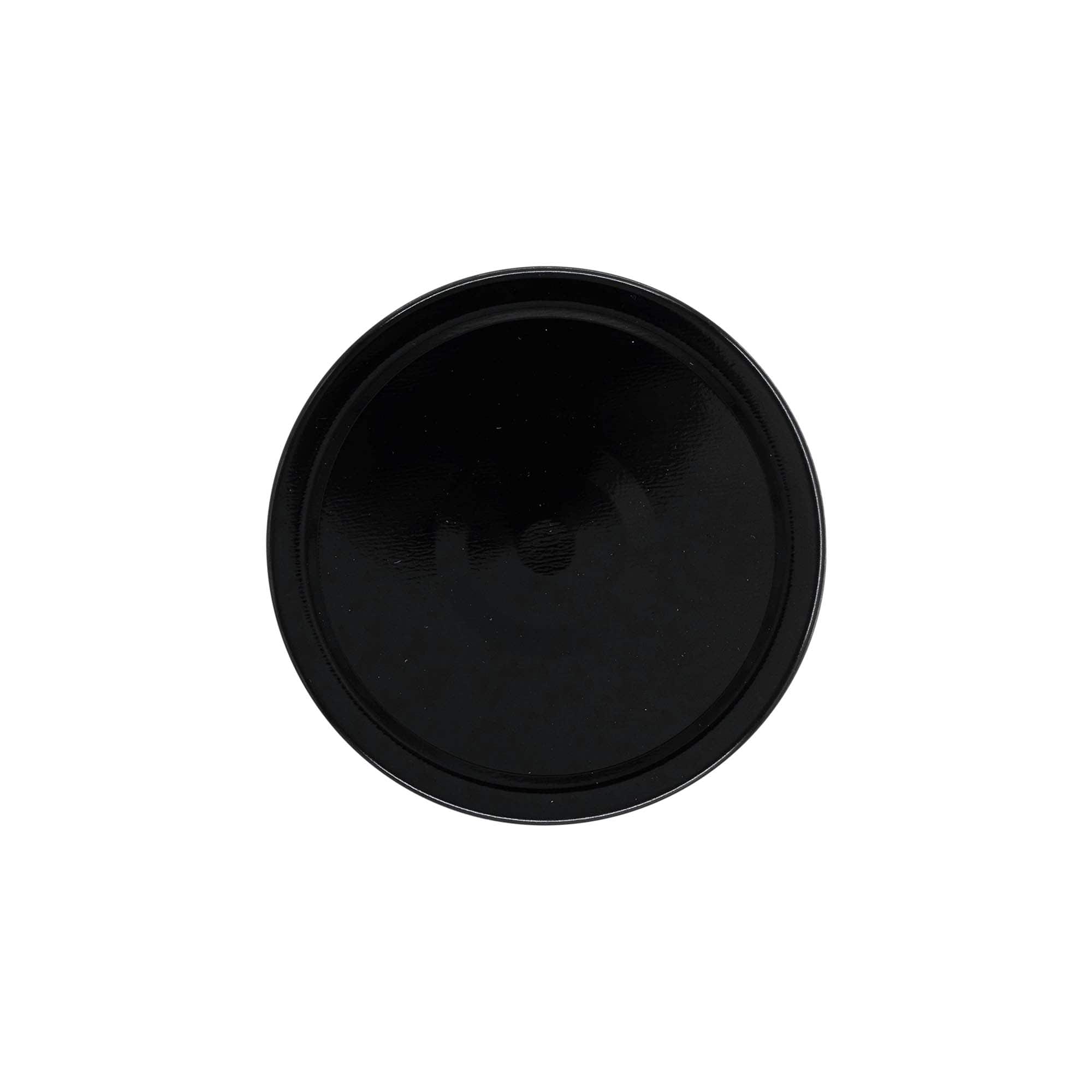 Deep twist off lid, tinplate, black, for opening: Deep-TO 82