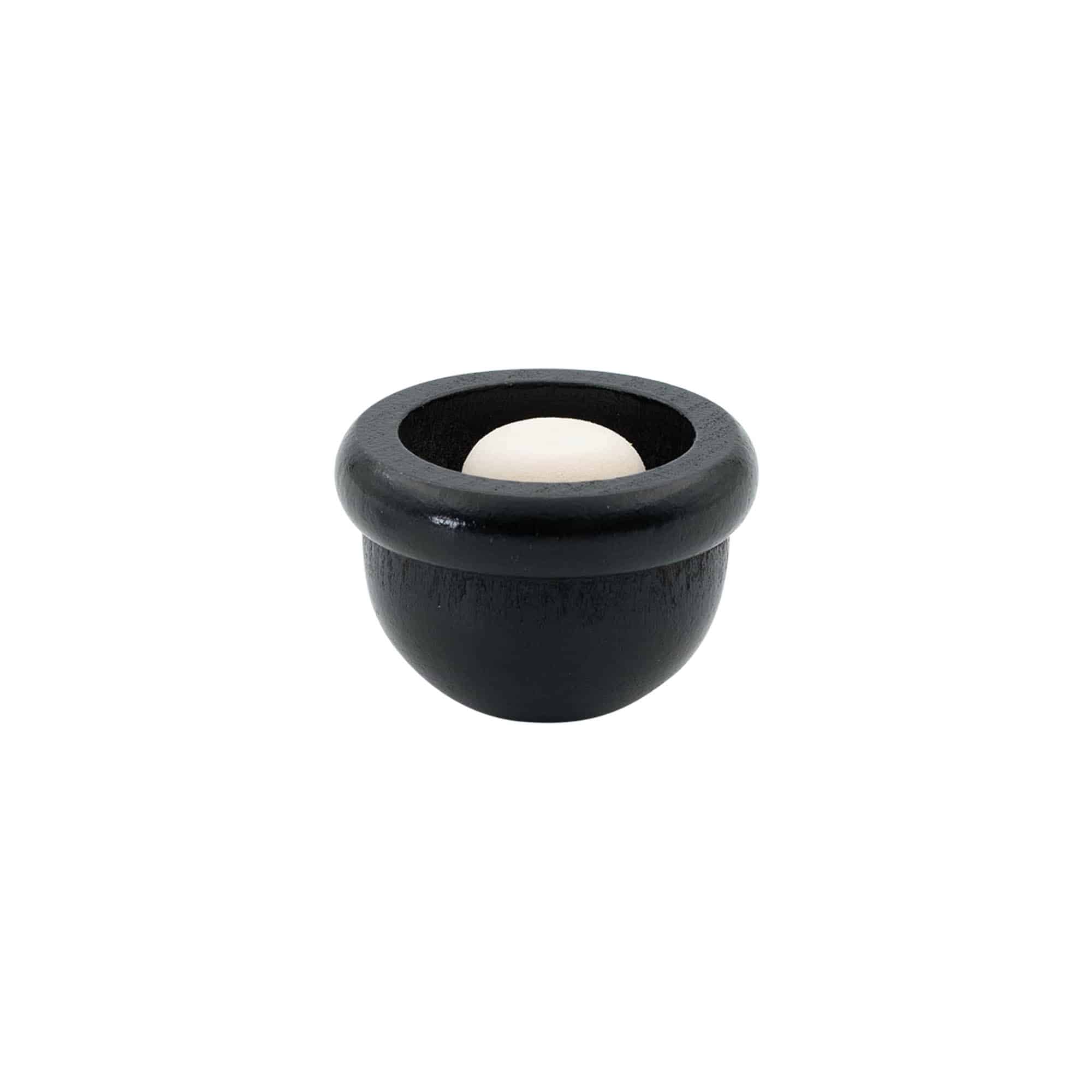 Handle cork 19 mm "Melon", wood/PE, black, for opening: cork Handle cork 19 mm "Melon", wood/PE, black, for opening: cork