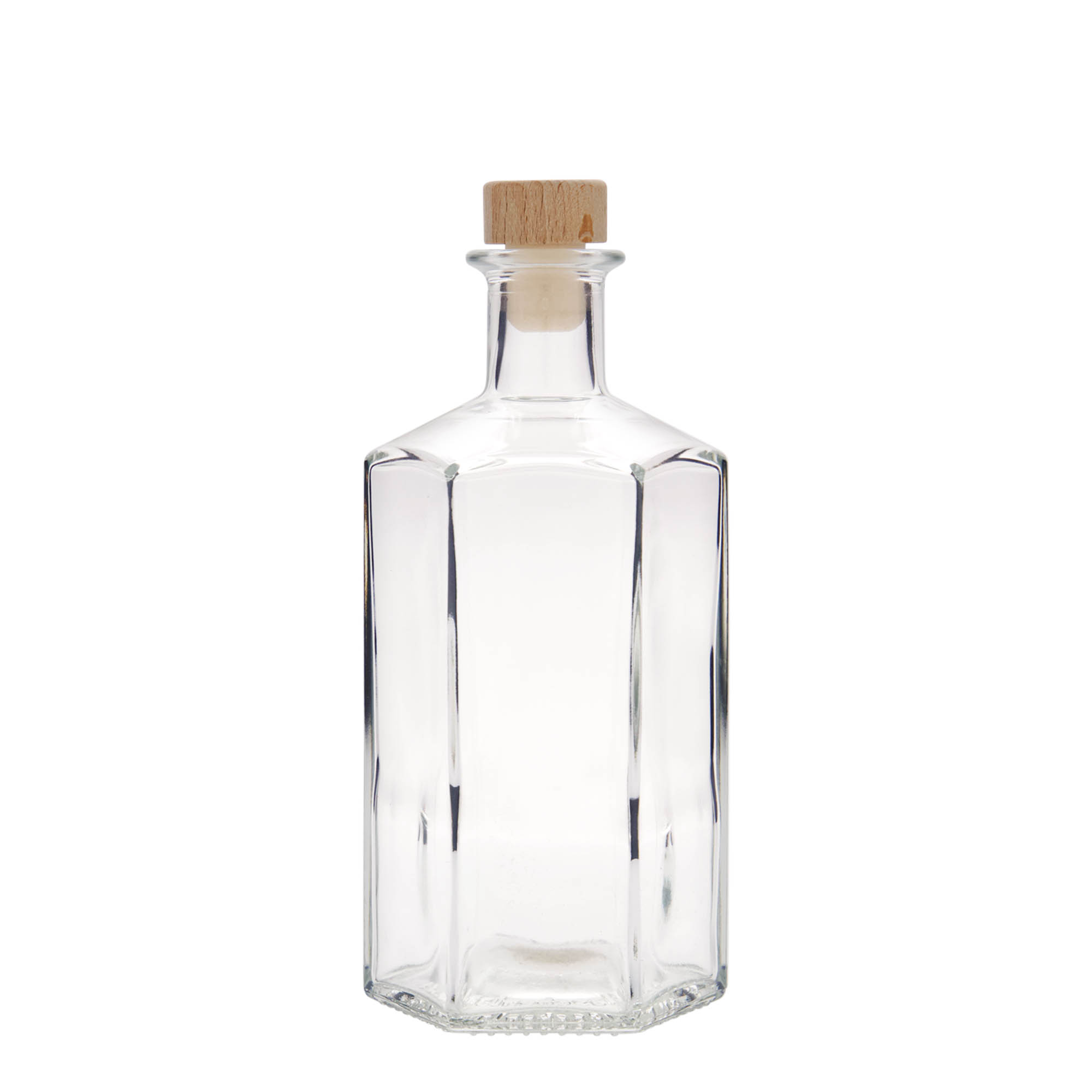 500 ml glass bottle apothecary 'Jimmy', hexagonal, opening: cork