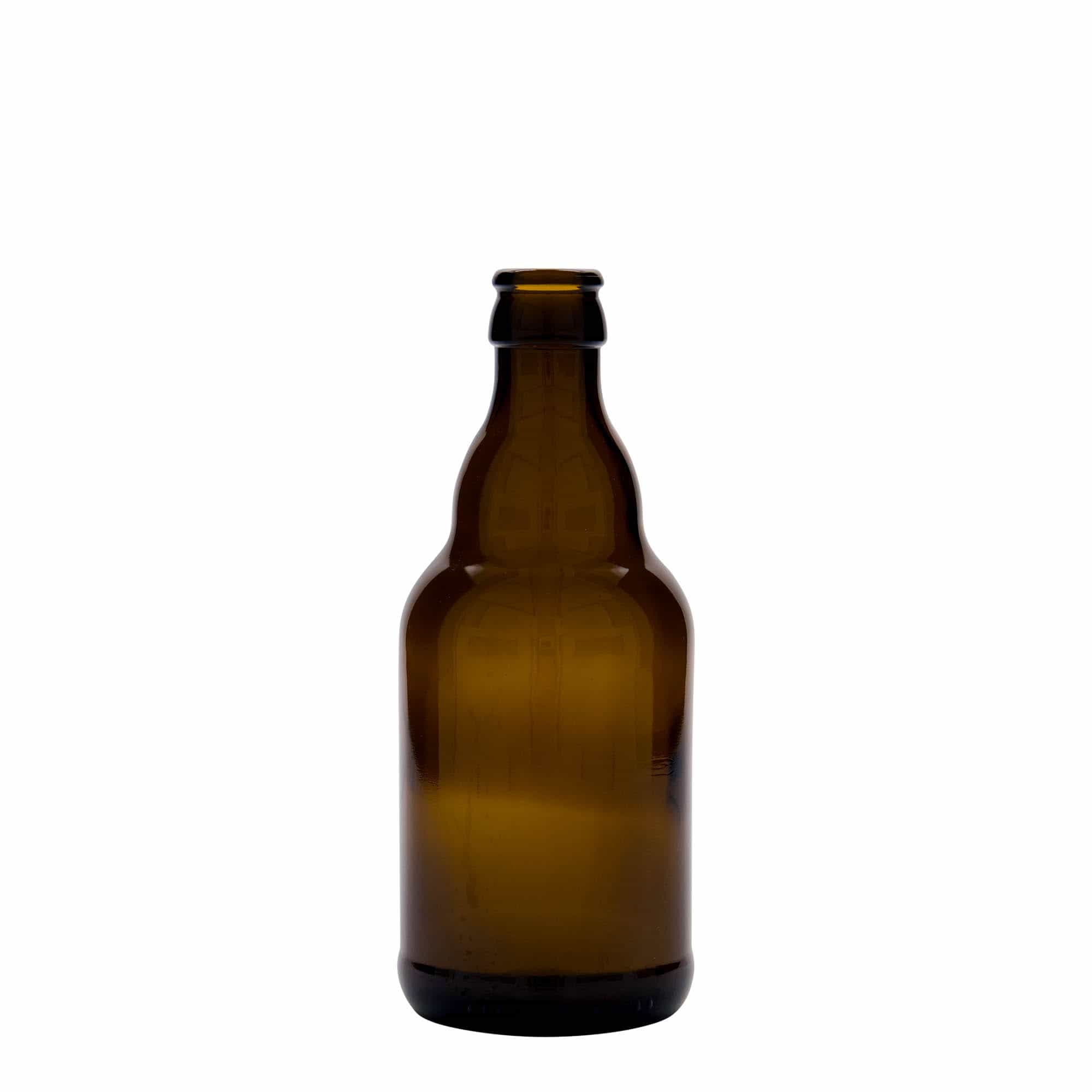 330 ml beer bottle ‘Steinie’, glass, brown, opening: crown cap