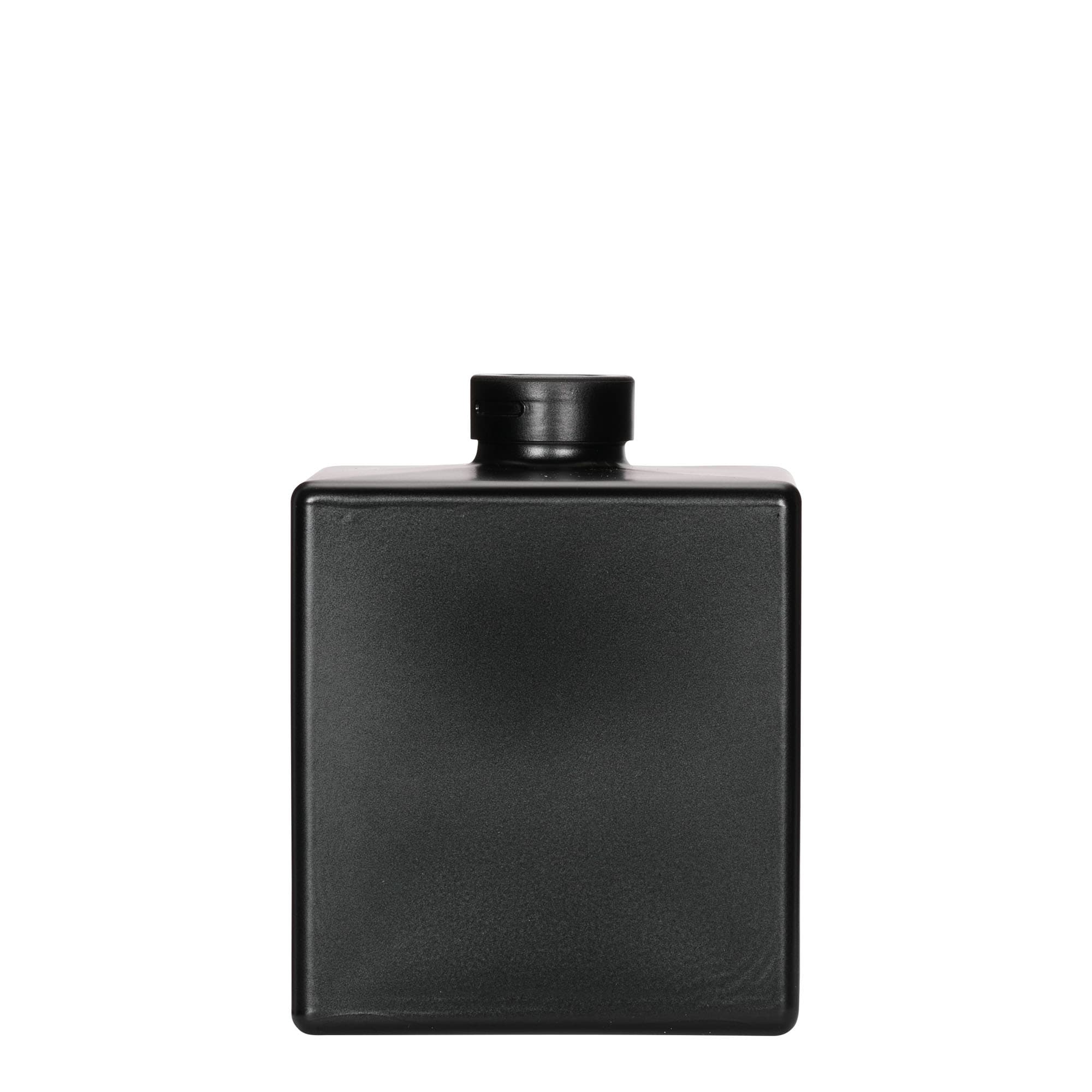 500 ml glass bottle ‘Cube’, square, black, opening: cork
