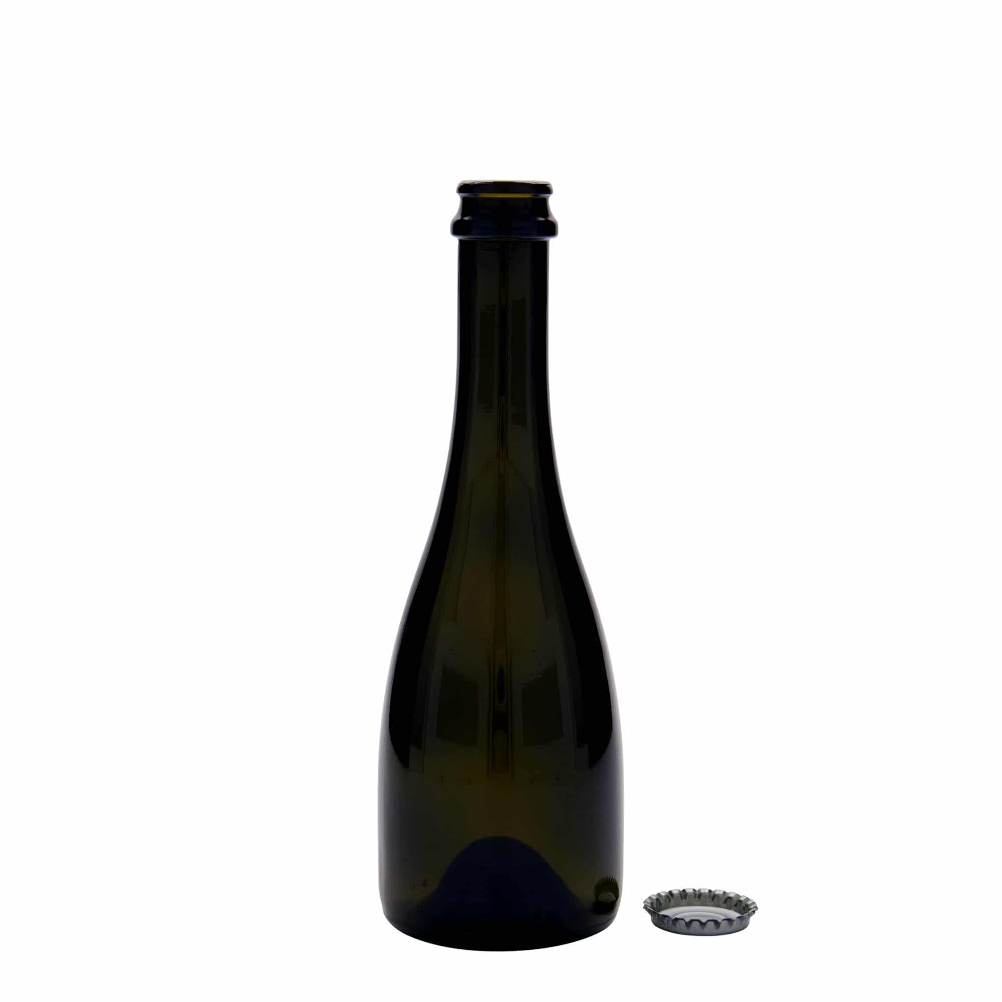 330 ml beer/champagne bottle 'Tosca', glass, antique green, closure: crown caps