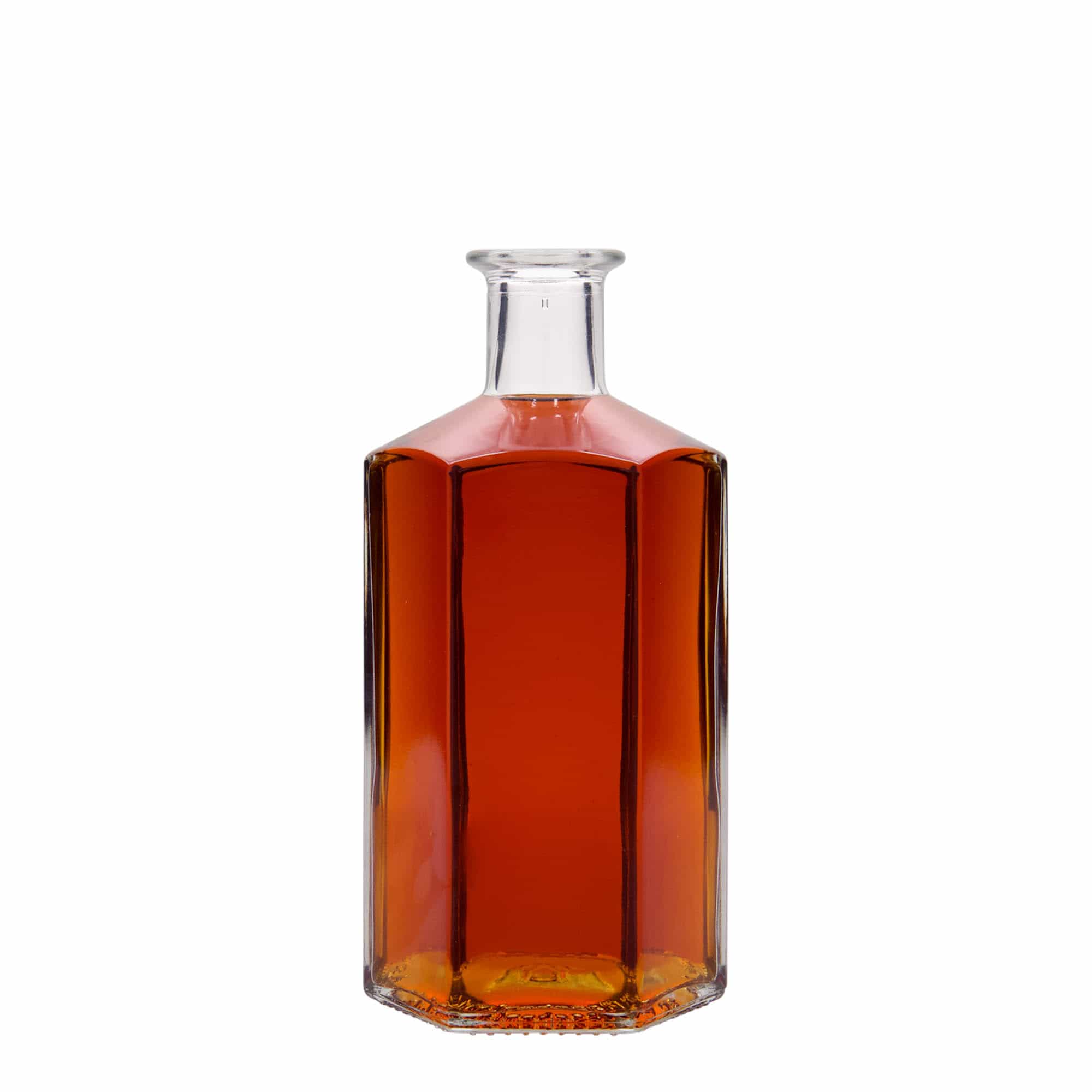 500 ml glass bottle apothecary 'Jimmy', hexagonal, opening: cork