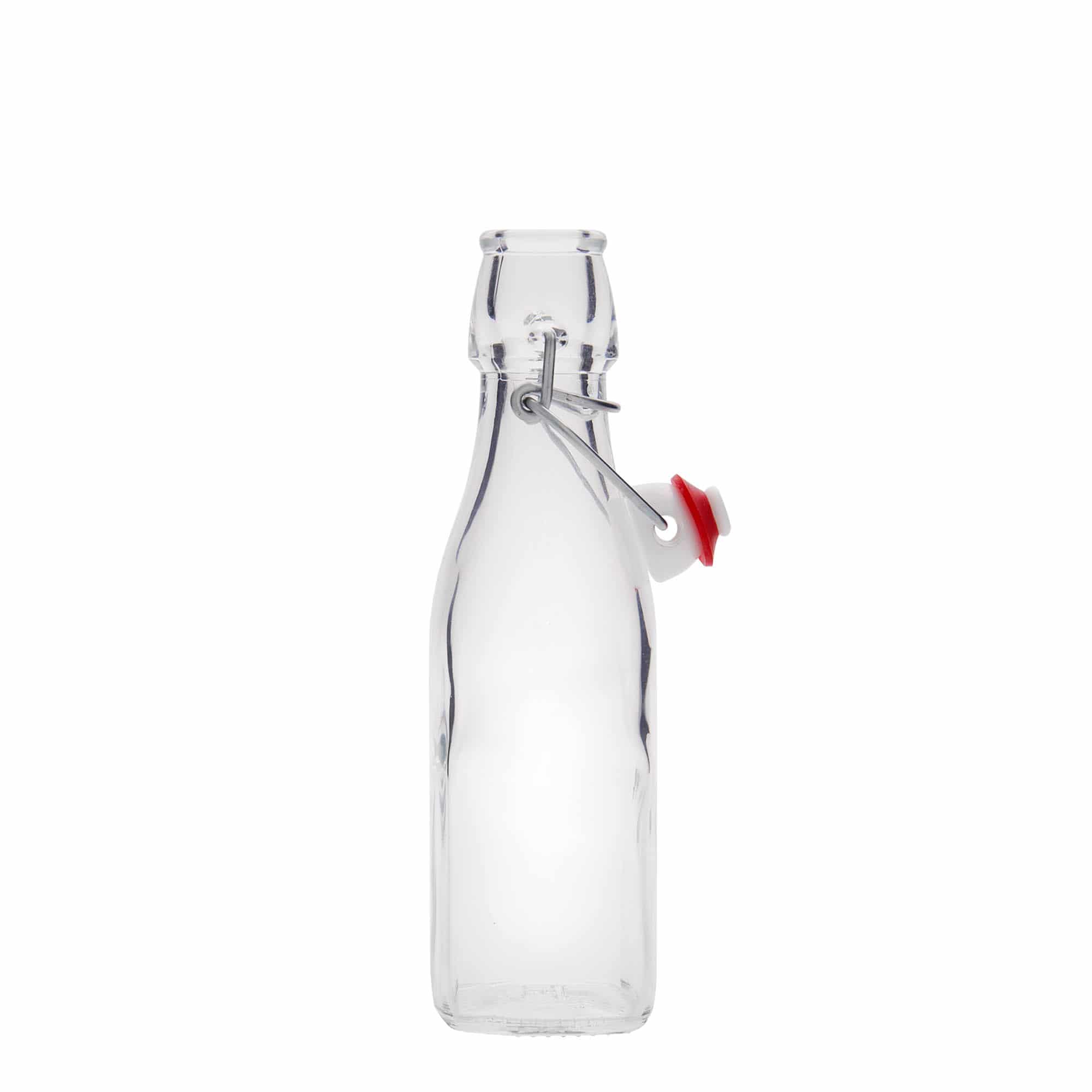 250 ml glass bottle 'Swing, square, opening: swing top closure'