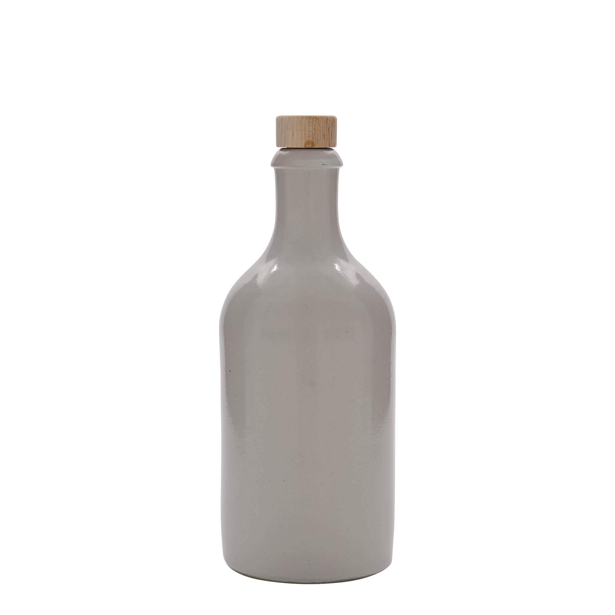 500 ml clay jug, stoneware, white, mouth: cork