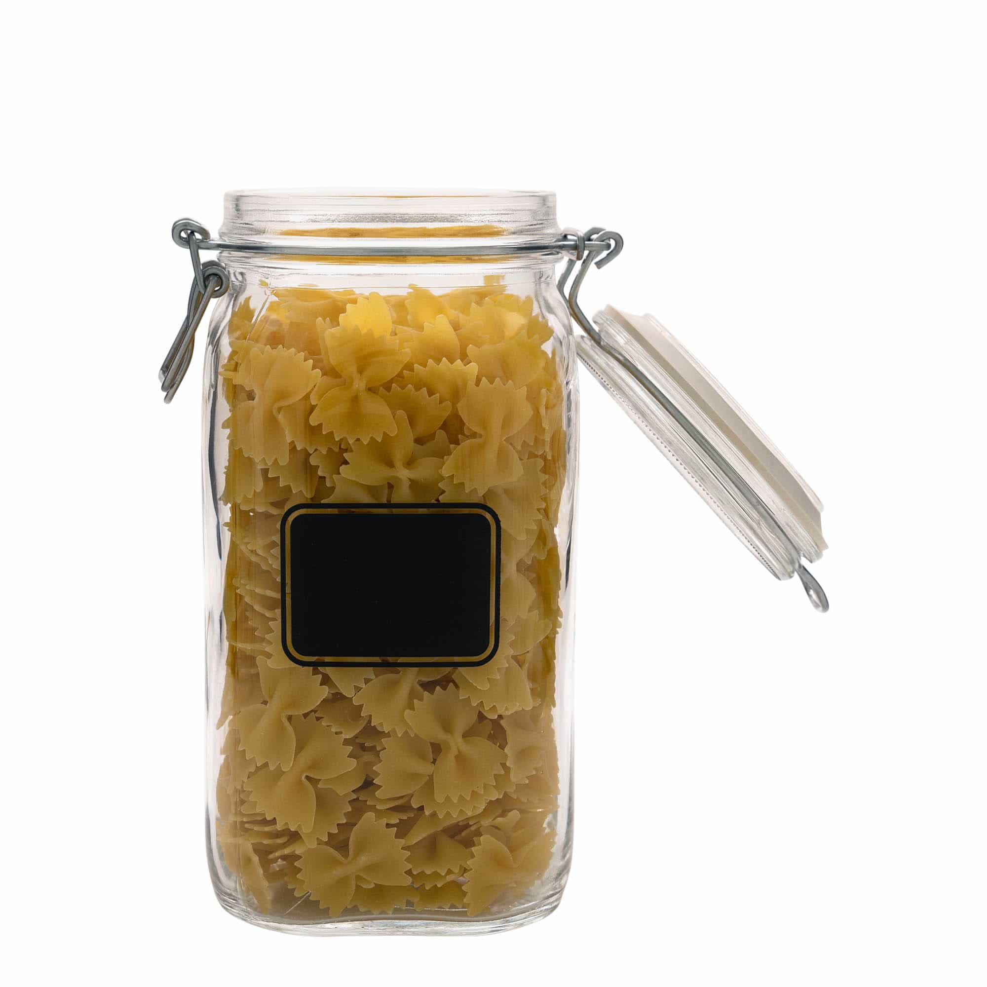 1,500 ml wire bail jar ‘Fido’, motif: label field, square, opening: wire bail closure