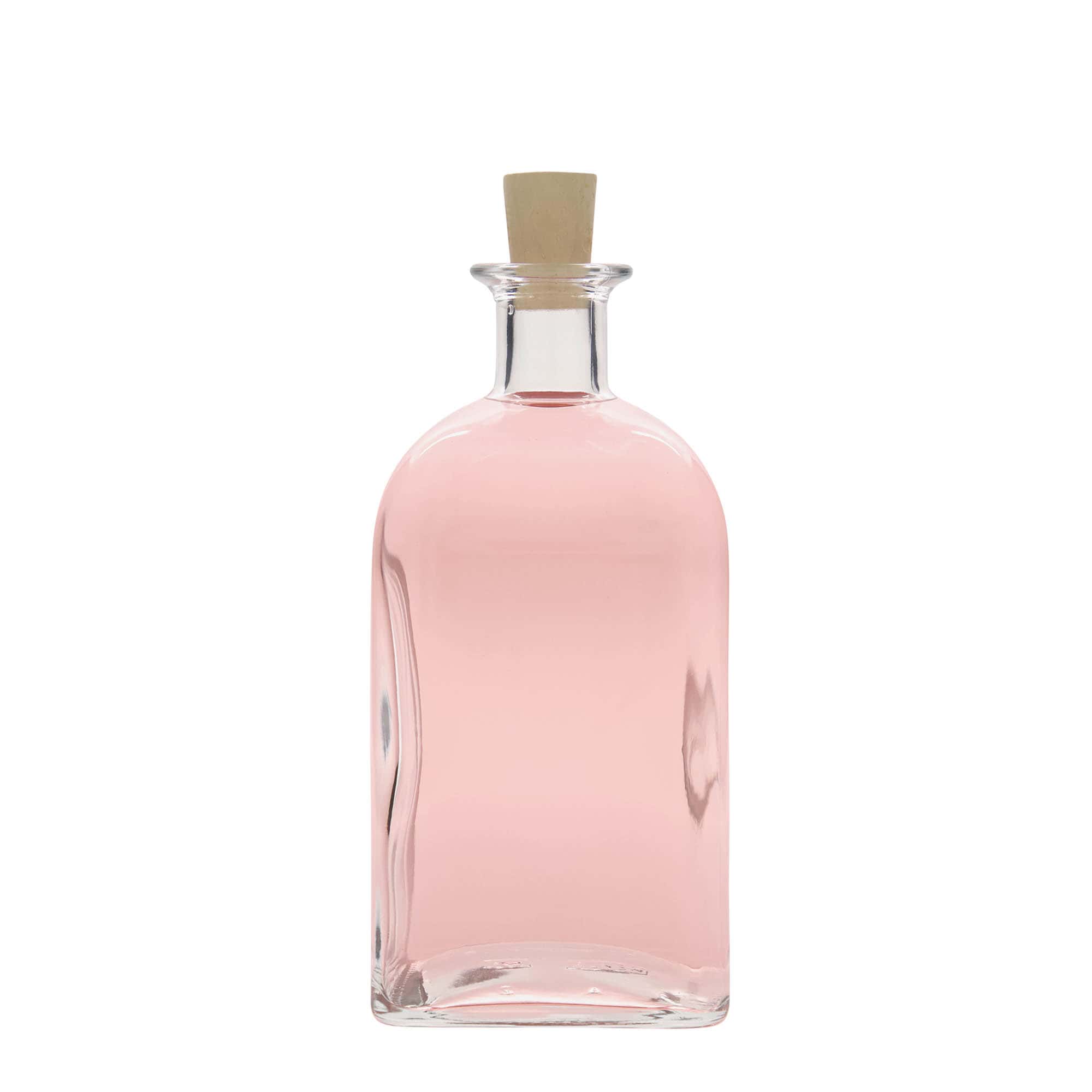 700 ml glass bottle Apothecary Carré, square, opening: cork