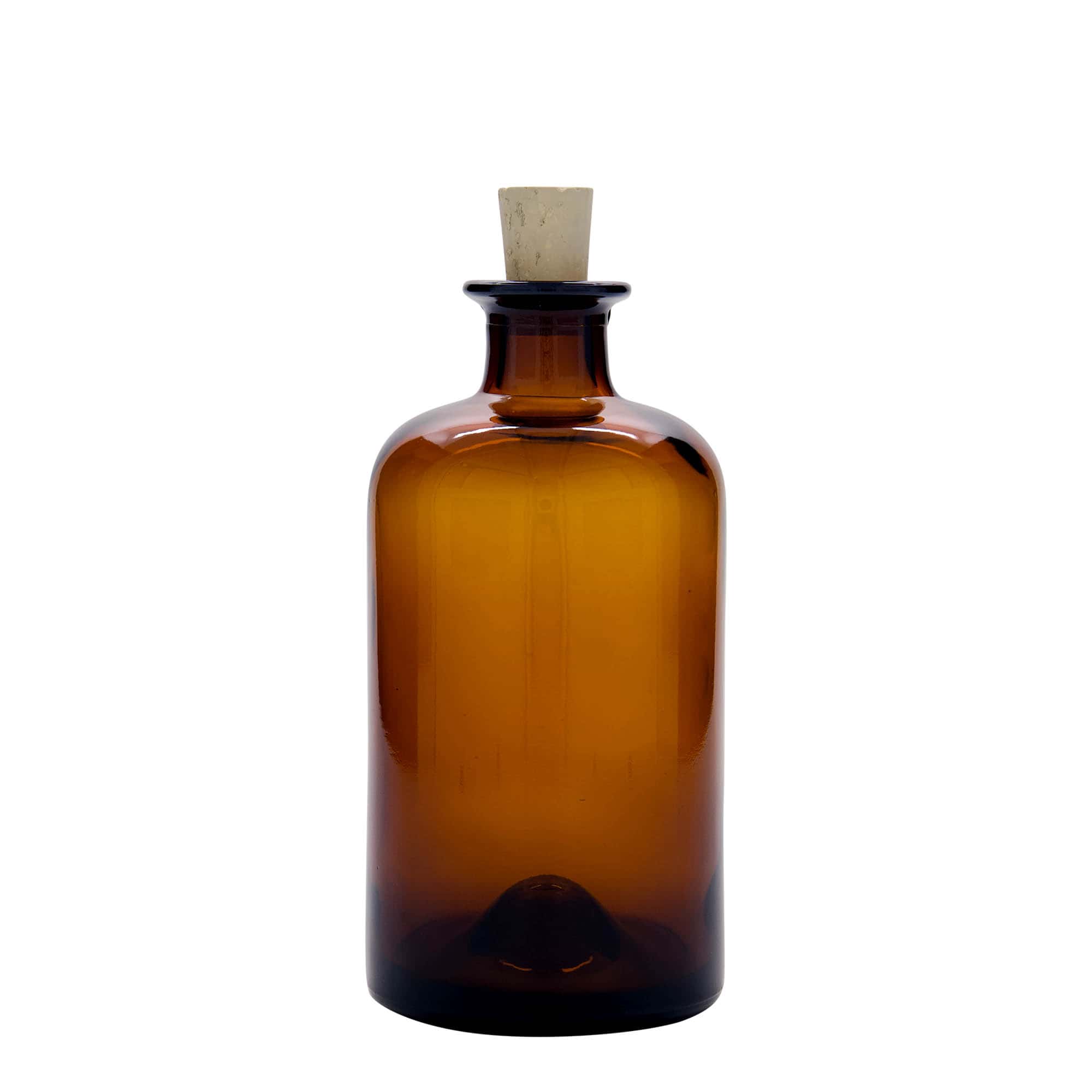 500 ml glass bottle, apothecary style, brown, opening: cork