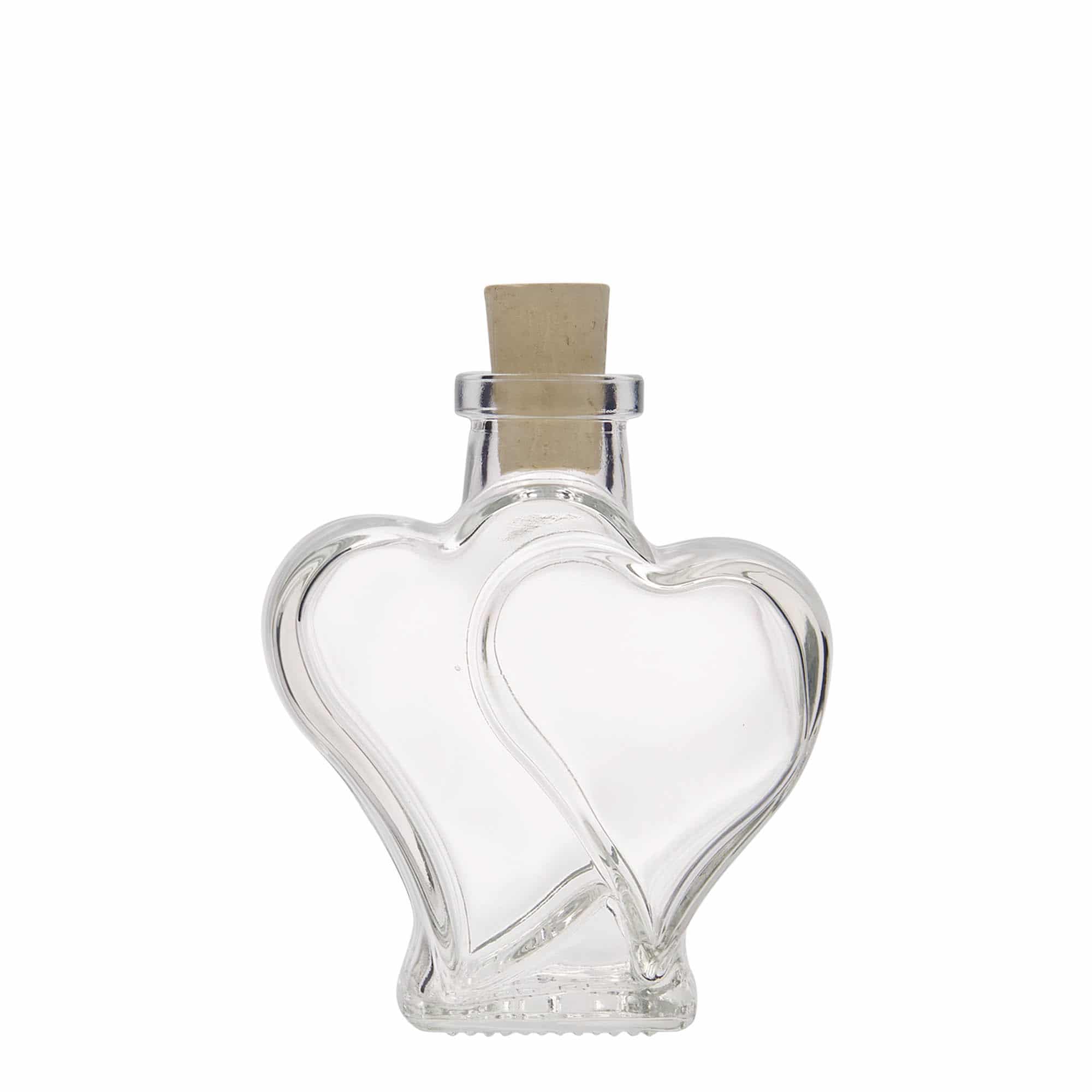 200 ml glass bottle 'Double Heart', closure: cork
